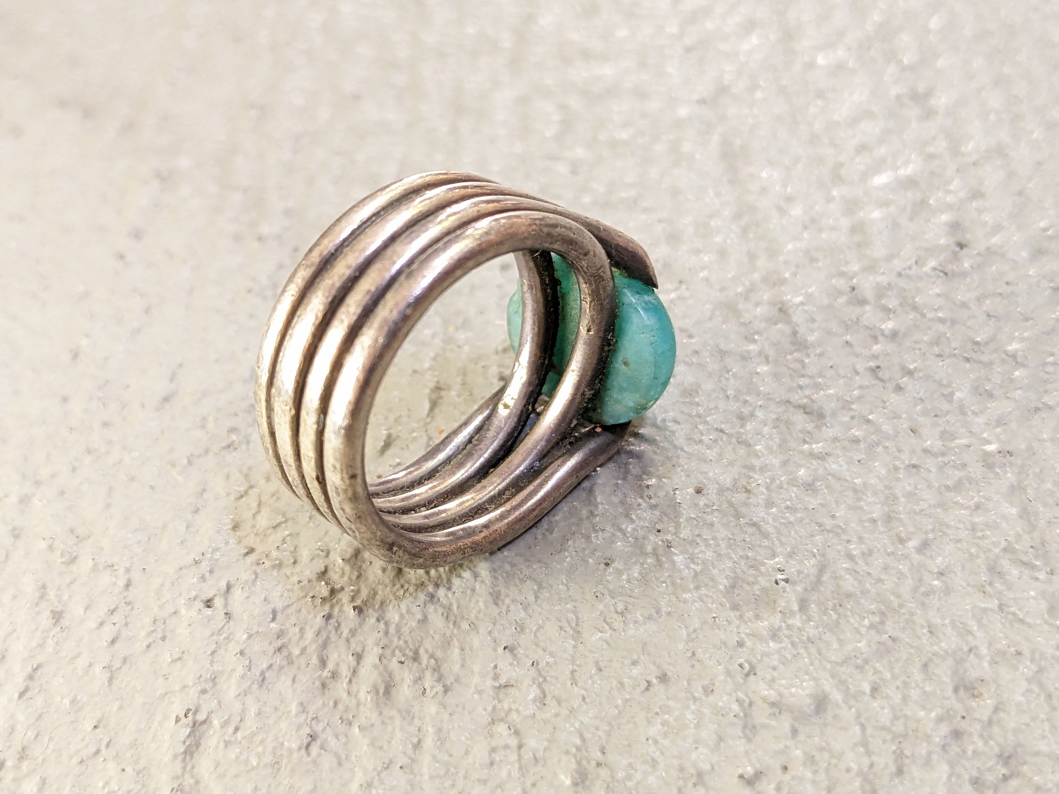 Jewelry Vintage Sterling Silver Ring 6.75 Amazonite Oval Modern Size ONE SIZE - 11 Thumbnail