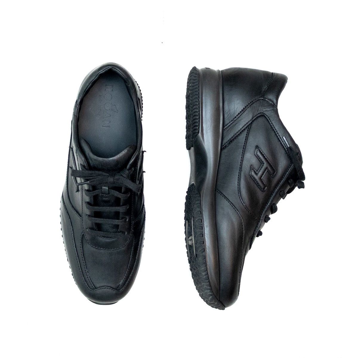 Hogan Hogan Interactive Men’s Black Leather Sneakers – Size US 10 Size US 10 / EU 43 - 1 Thumbnail
