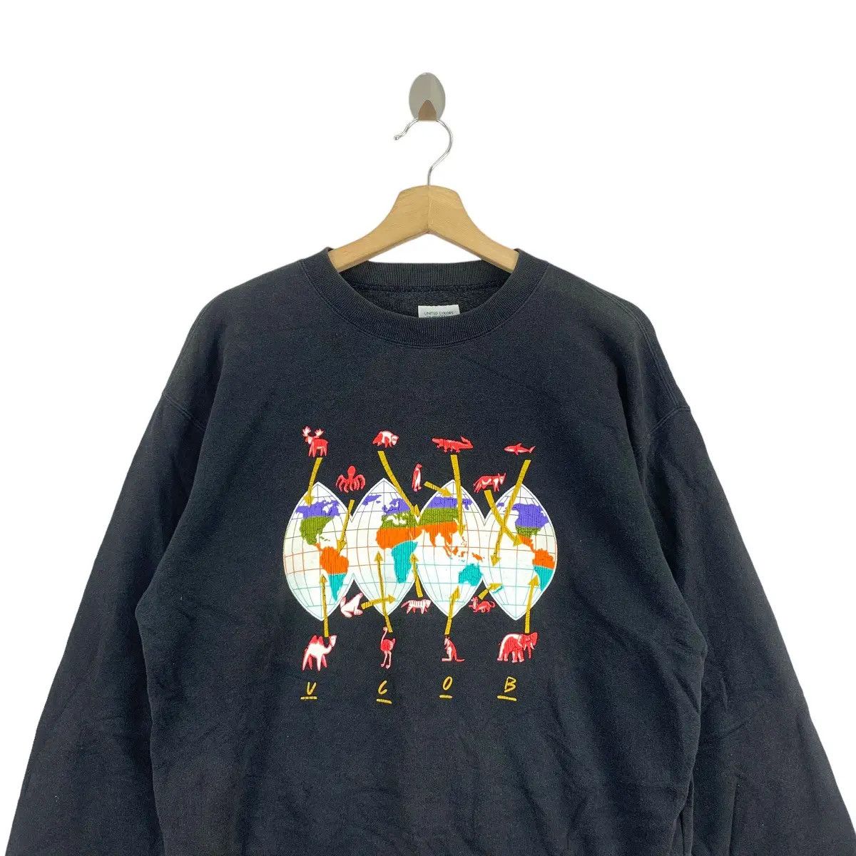 United Colors Of Benetton Vtg UNITED COLORS BENETTON Continent Safari Sweatshirt Love Size XL / US 12-14 / IT 48-50 - 2 Thumbnail