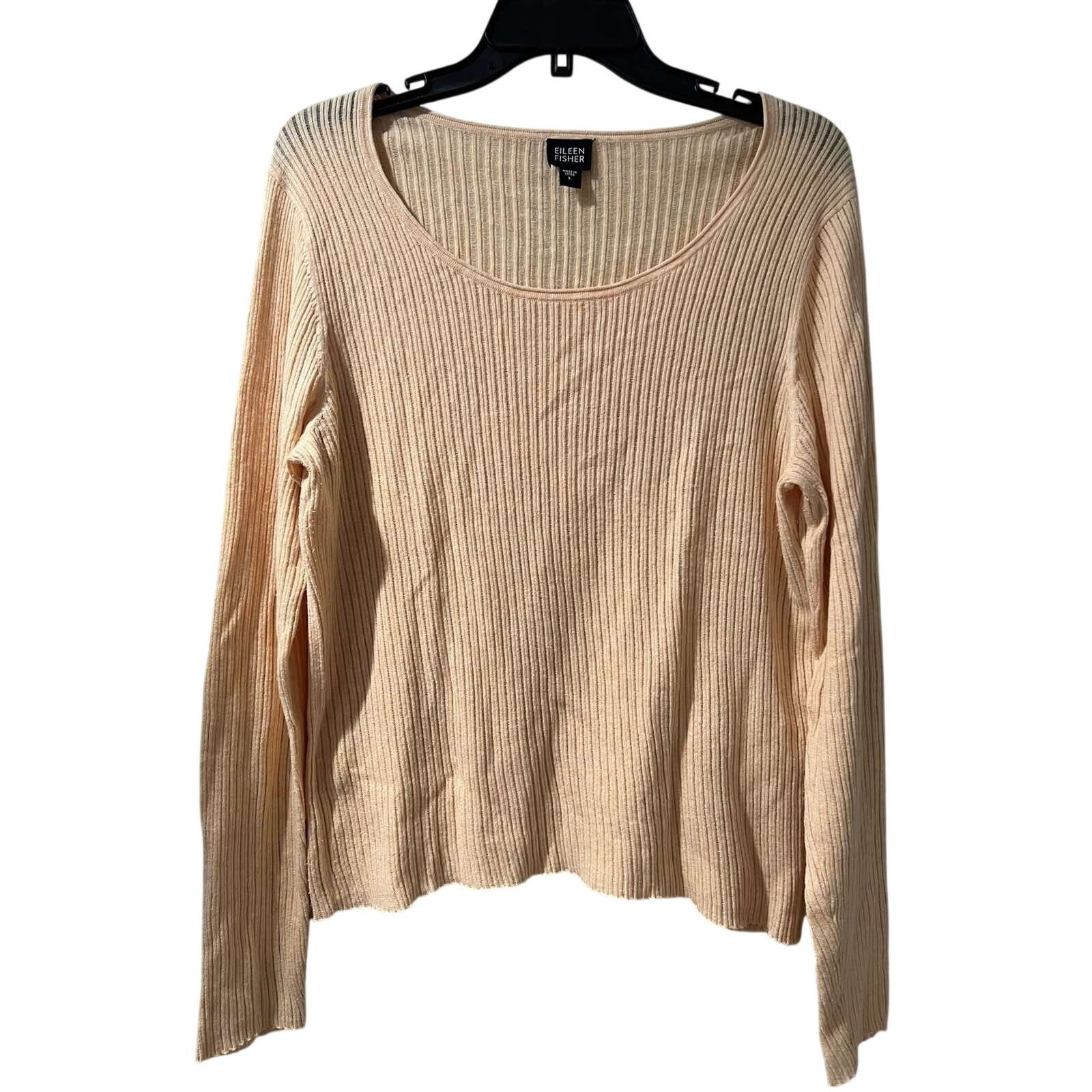 Eileen Fisher Eileen Fisher Womens Ribbed Top Peach Cotton Size L A003292 Size L / US 10 / IT 46 - 1 Thumbnail