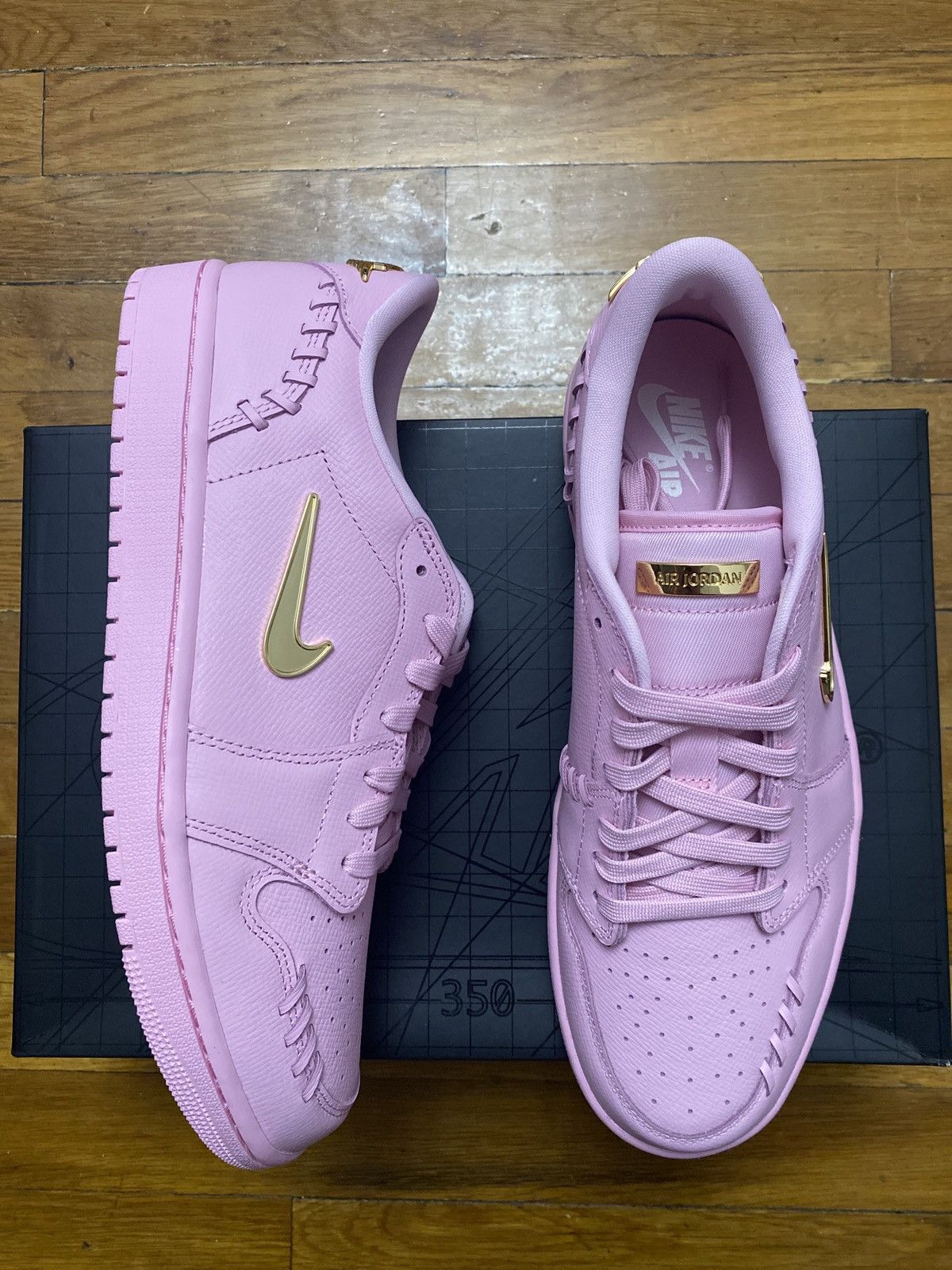 Size 12W/10.5M - Jordan 1 Low Perfect Pink Metallic Gold