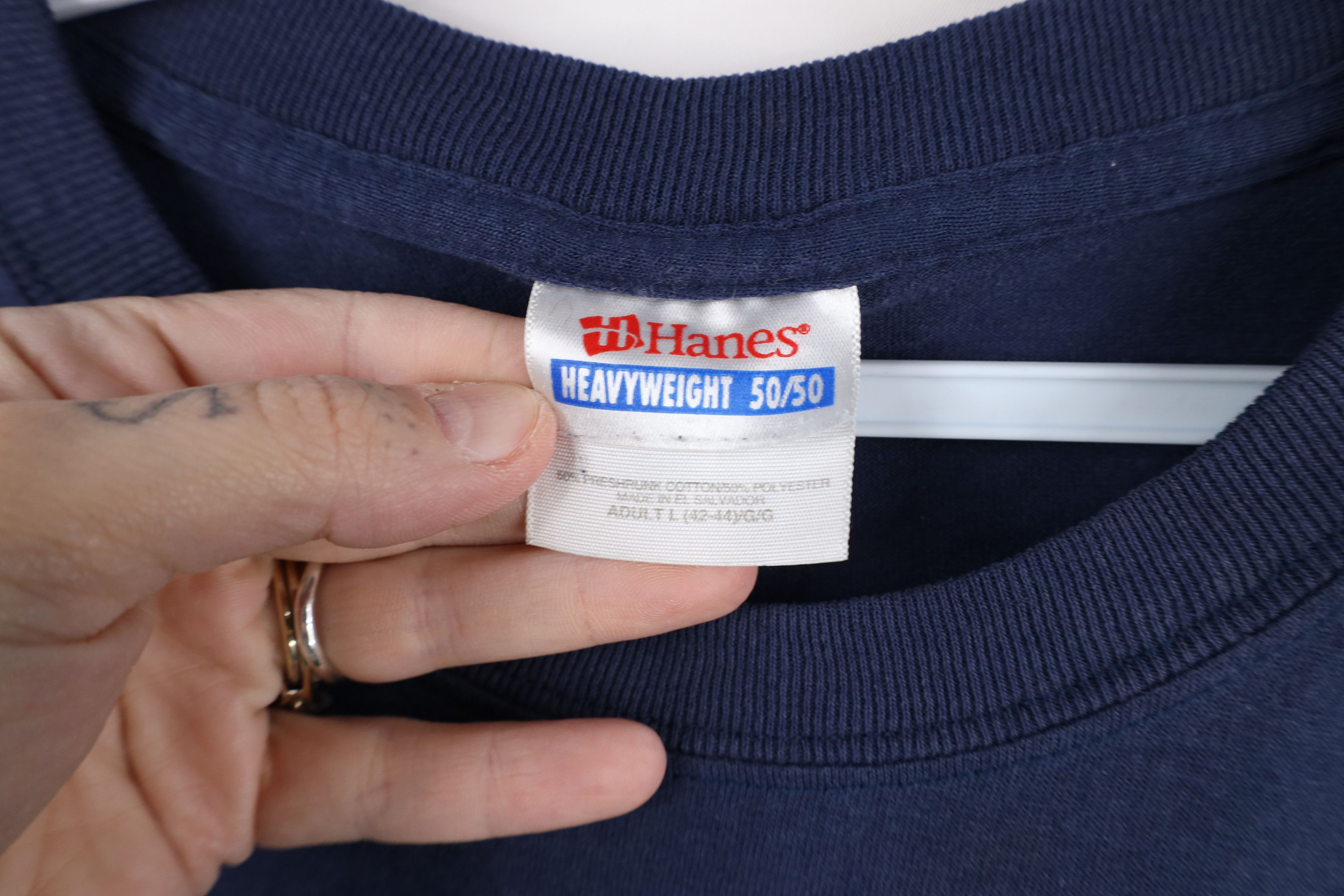 Hanes × Vintage Vintage 90s Hanes Heavyweight Blank Short Sleeve T-Shirt Size US L / EU 52-54 / 3 - 4 Thumbnail