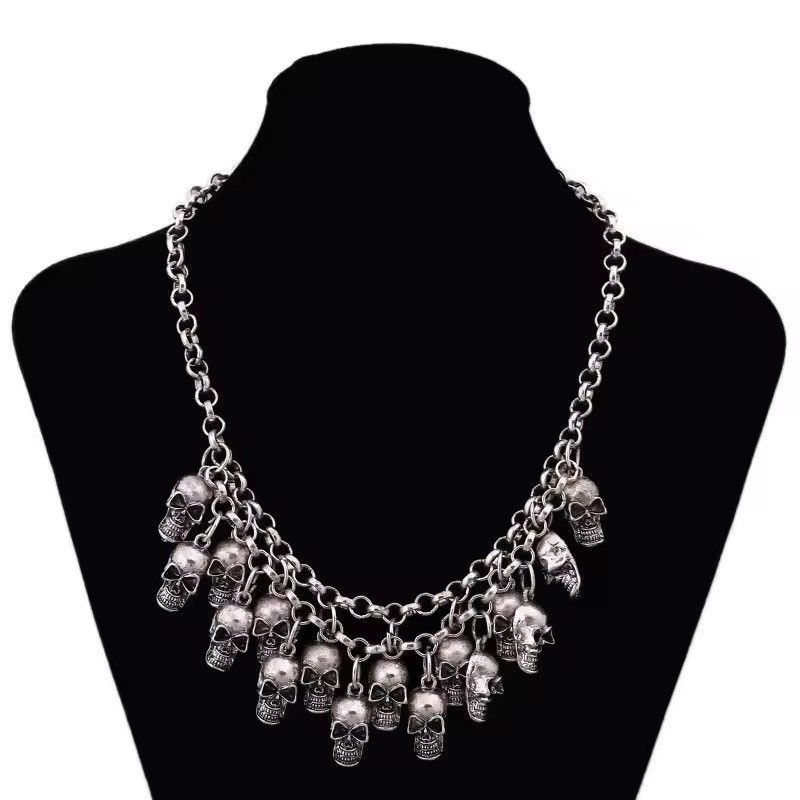 Other Punk Skull Skeleton Layered Chain Necklace Size ONE SIZE - 1 Thumbnail