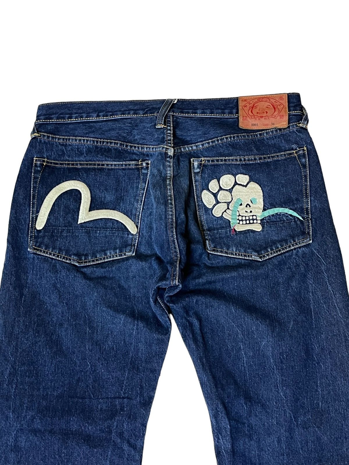 Evisu VINTAGE EVISU SEAGULL SKULL SNAKE EMBROIDERY SELVEDGE JEANS Size US 35 - 8 Thumbnail