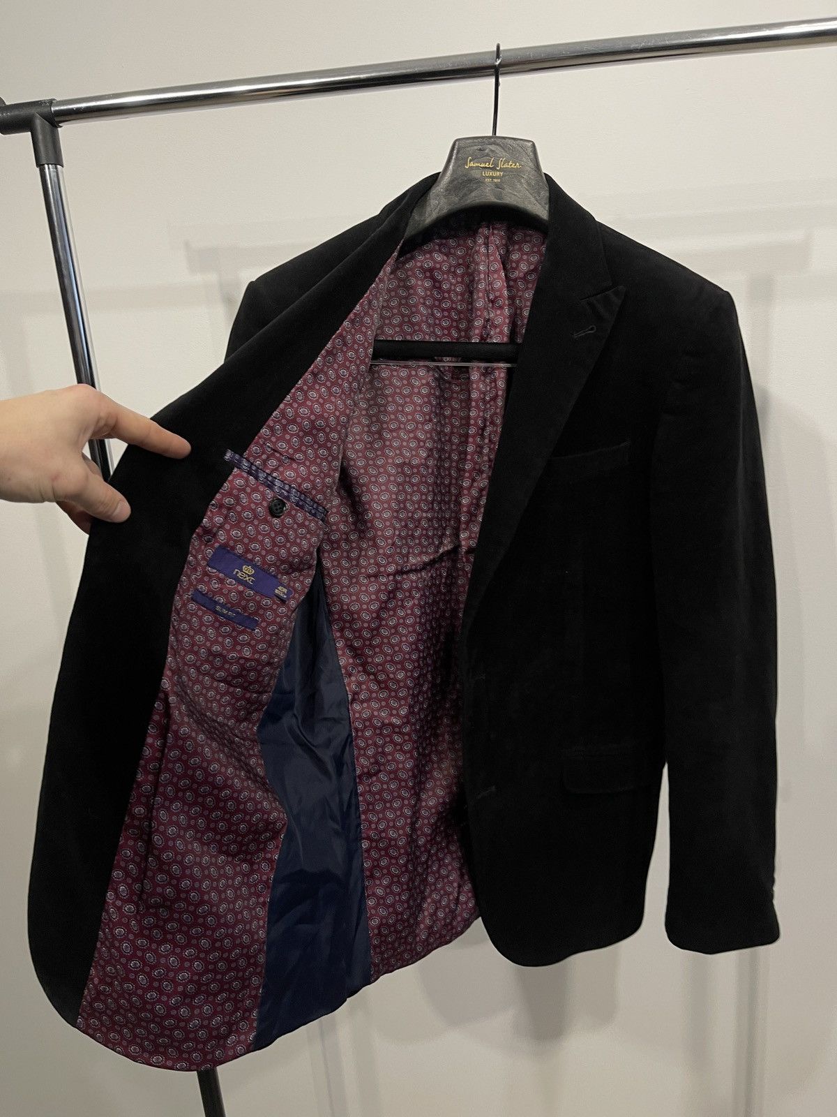 NEXT Vintage velvet blazer black velour classic jacket sport coat Size 40R - 5 Thumbnail