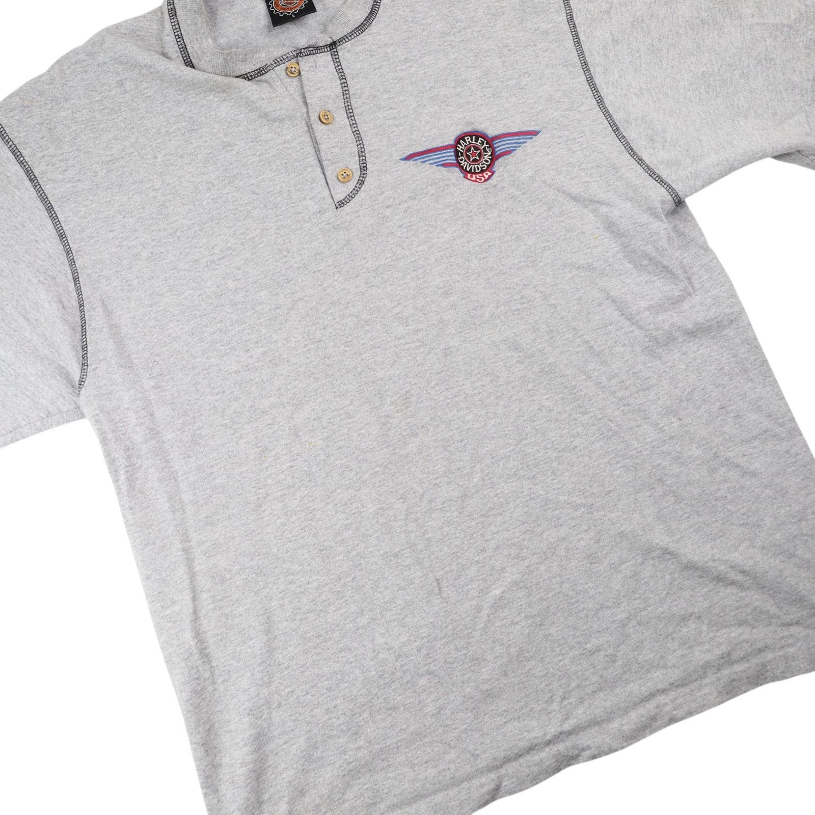 Harley Davidson × Vintage Vintage Harley Davidson USA Henley T Shirt Size US L / EU 52-54 / 3 - 3 Thumbnail