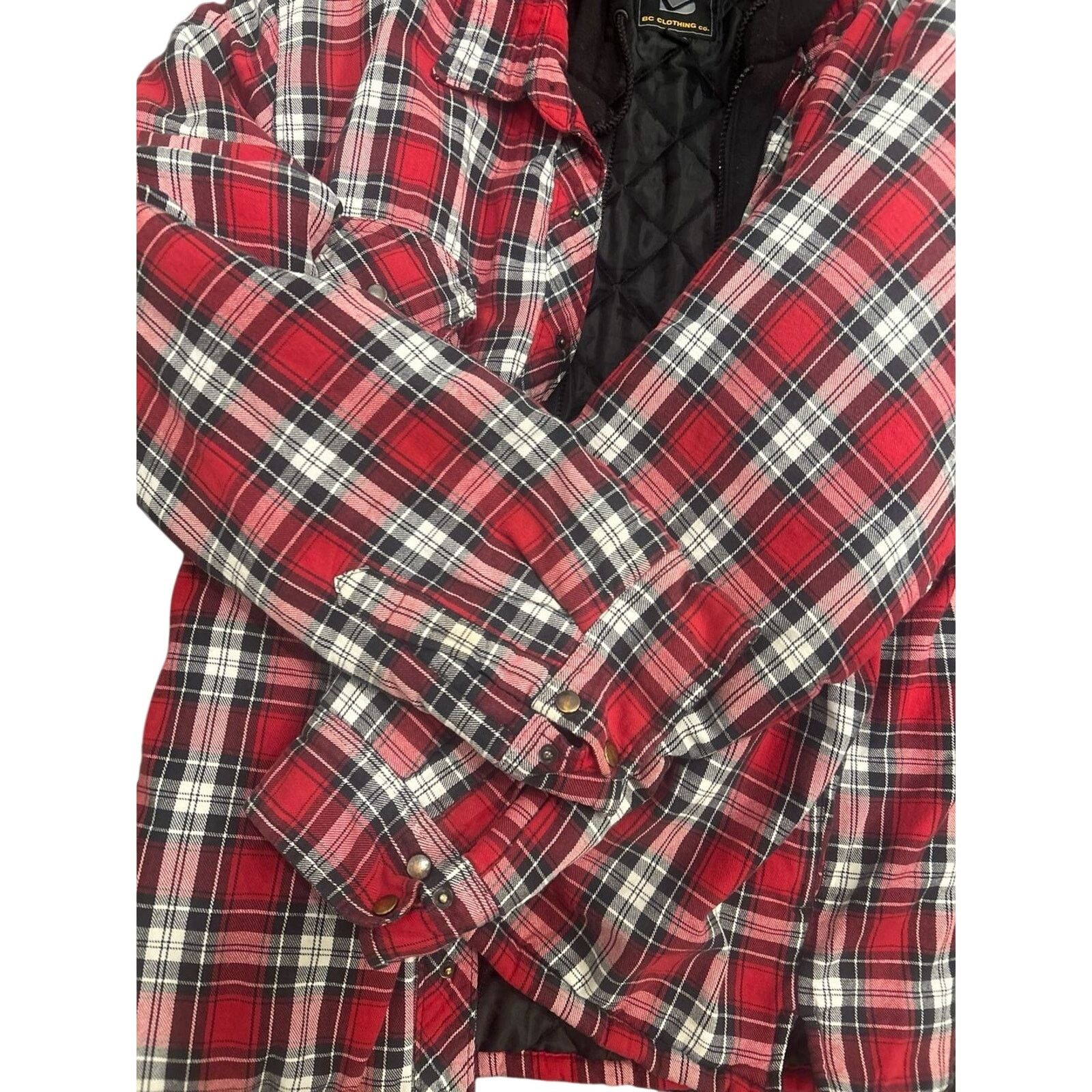 BCBGeneration BC Clothing Co. Men's Red Plaid Quilted Hooded Flannel XXL Size US XXL / EU 58 / 5 - 5 Thumbnail