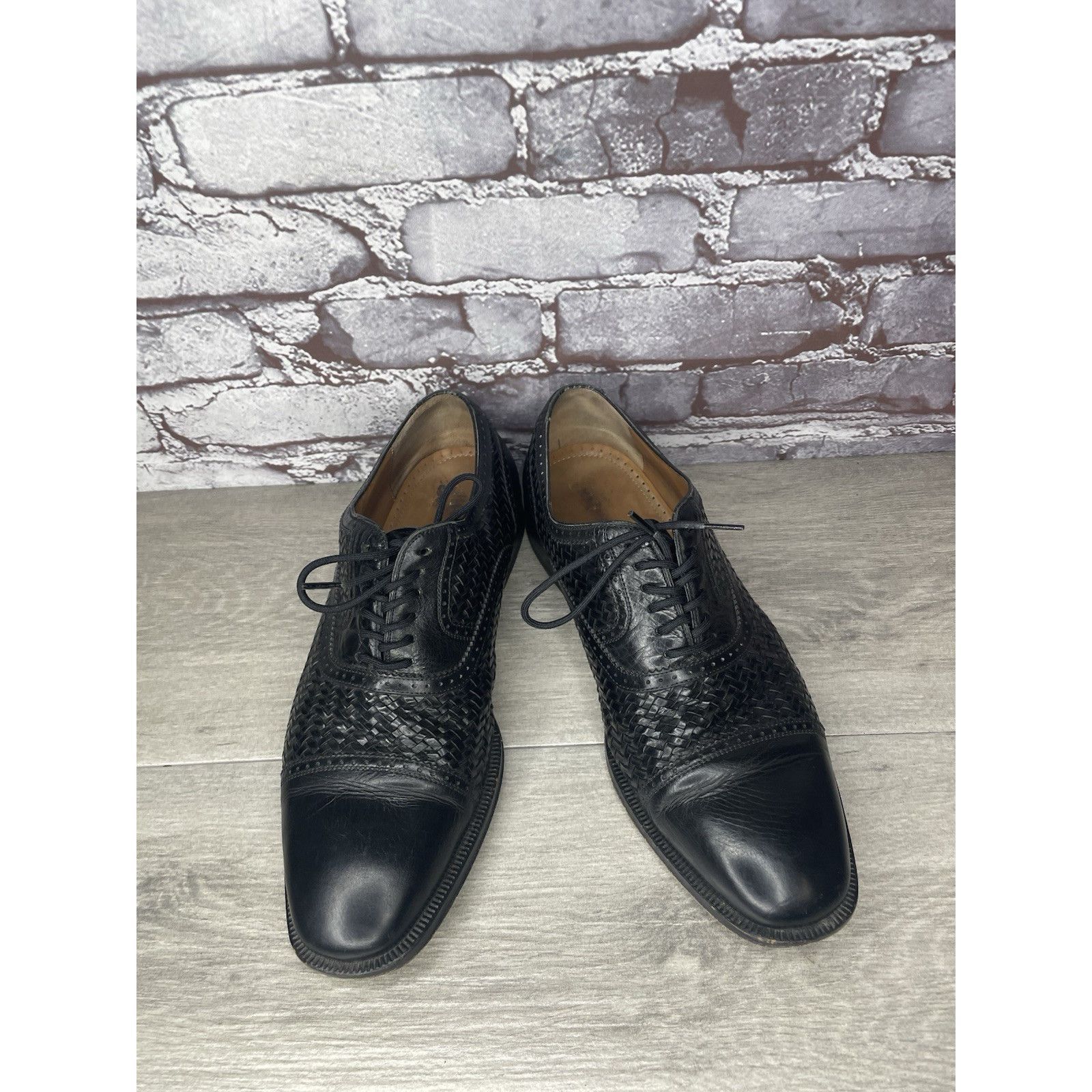 Magnanni Magnanni Black Leather Basketweaves Woven Lace Dress Shoes M Size US 8.5 / EU 41-42 - 12 Thumbnail