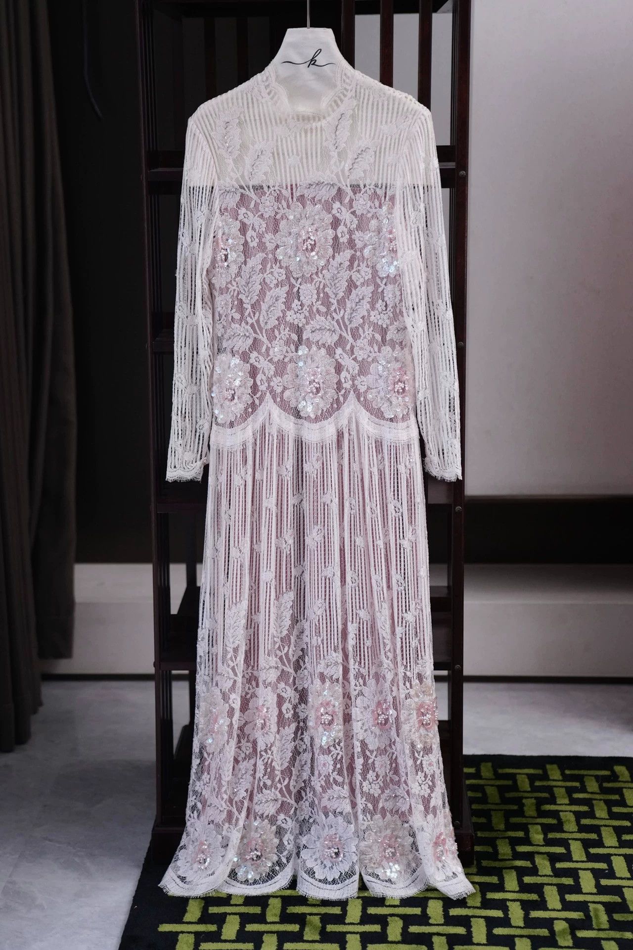 Other Vintage Hand Beaded Eyelash Lace Collar Dress M/L Size M / US 6-8 / IT 42-44 - 6 Thumbnail