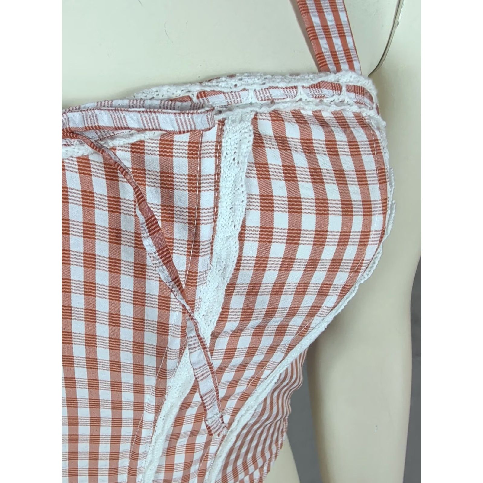 Vintage Beverly & Beck Gingham Cami Corset Top Women S Rust Basque waist Cottagecore Western Size S / US 4 / IT 40 - 2 Thumbnail
