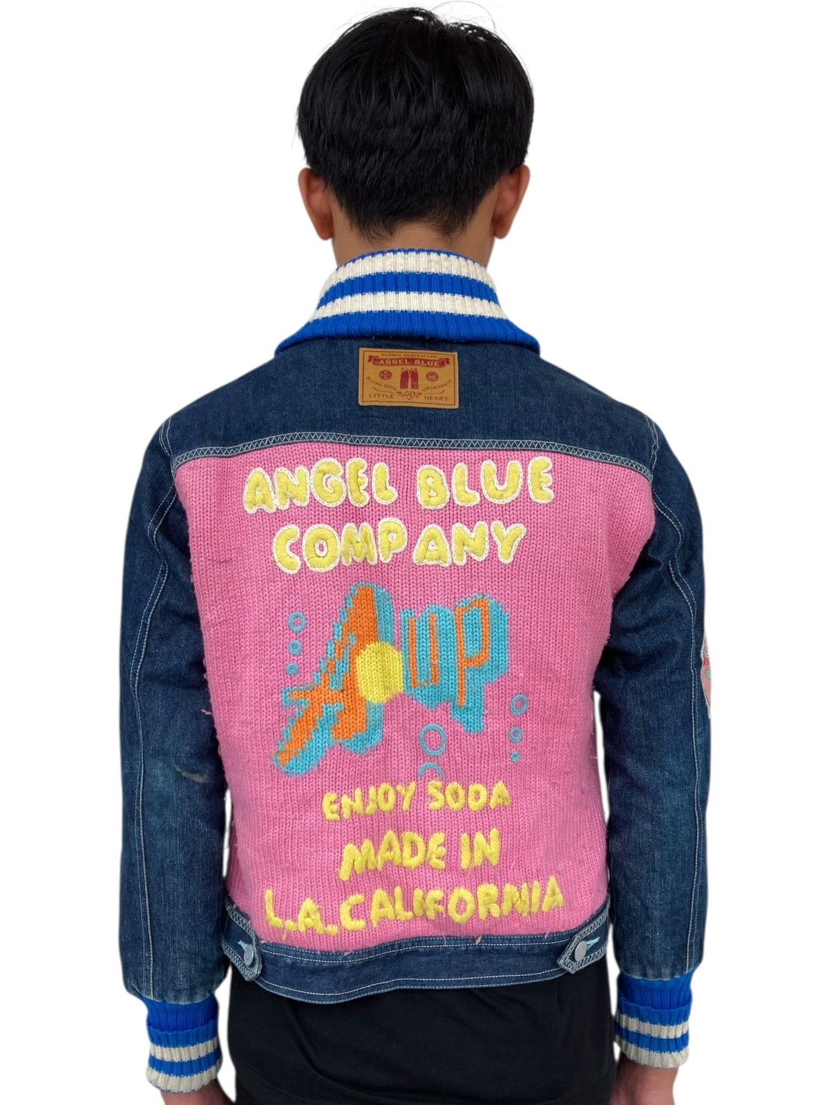 Angel Blue 2000s Angel Blue - Hybrid Knitted & Denim Jacket Size L / US 10 / IT 46 - 2 Thumbnail