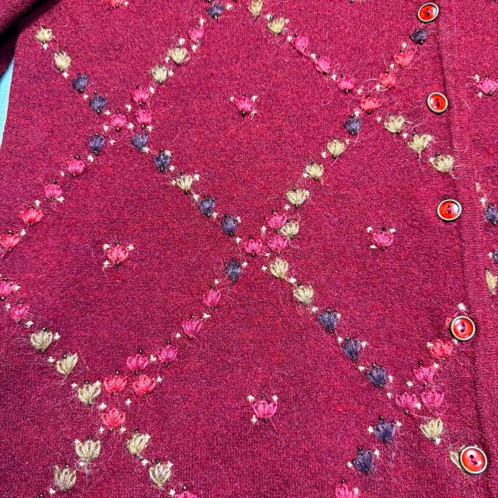 Other Vintage Cricket Lane Wool Blend Embroidered Felted Dark Red Size M / US 6-8 / IT 42-44 - 8 Thumbnail