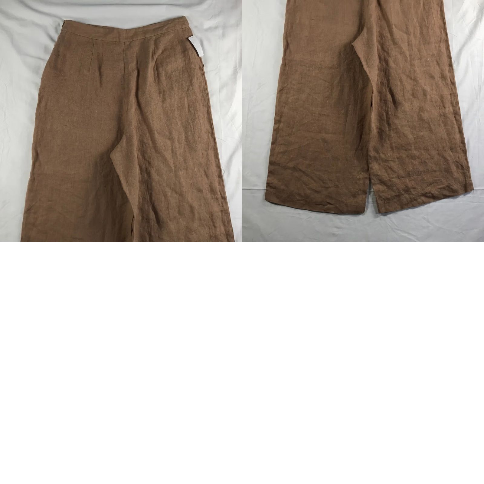 Vintage Vetta Capsule Wide Leg Pants Size 14 Dusty Blush 100% Linen High Rise NWT USA Size 36" / US 14 / IT 50 - 9 Thumbnail