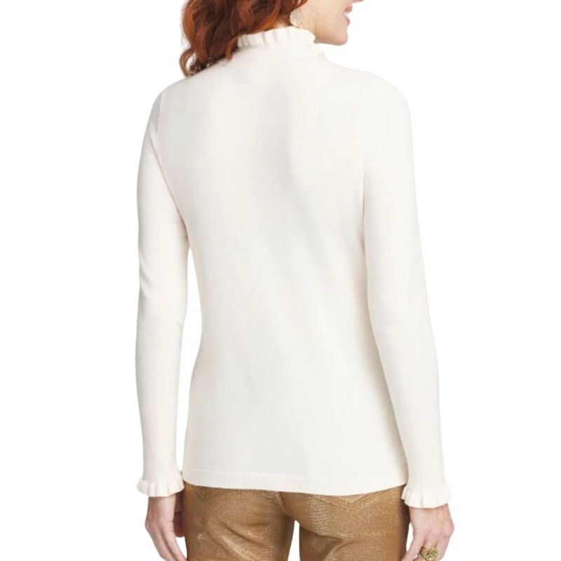 Chicos Chico's Ruffle Turtleneck Sweater in English Cream, 0(4-6/S) Size S / US 4 / IT 40 - 2 Thumbnail