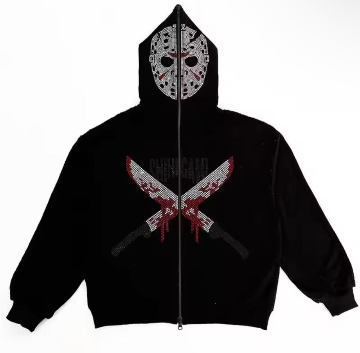 Japanese Brand Autumn Fashion Punk Y2K Goth Grunge Rhinestones Mask Hoodie Size US XL / EU 56 / 4 - 1 Thumbnail