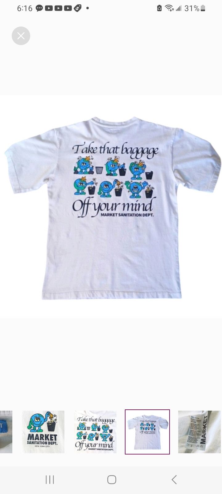Market MARKET Sanitation Dept White T-Shirt Size US M / EU 48-50 / 2 - 5 Thumbnail