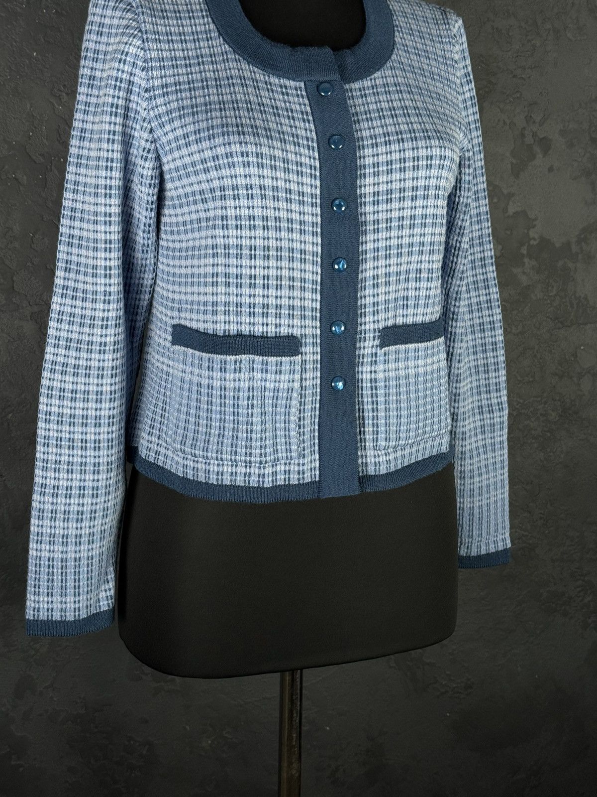 Other OLEANA Women’s Poised Plaid Merino Wool Cardigan Size M Size M / US 6-8 / IT 42-44 - 3 Thumbnail