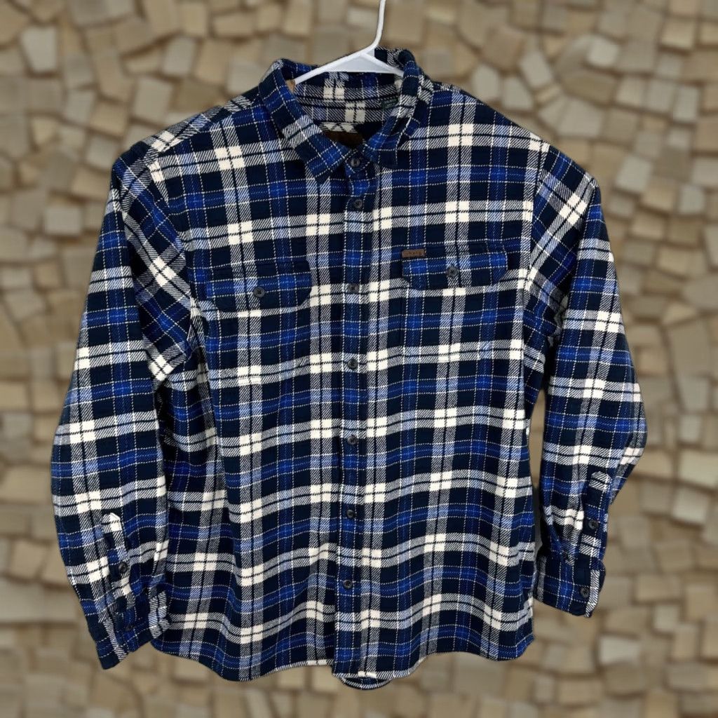 Orvis Orvis Mens XXL Blue White Plaid Thick Heavy Button Flannel Shacket Shirt Pockets Senior instruction Size US XXL / EU 58 / 5 - 1 Thumbnail