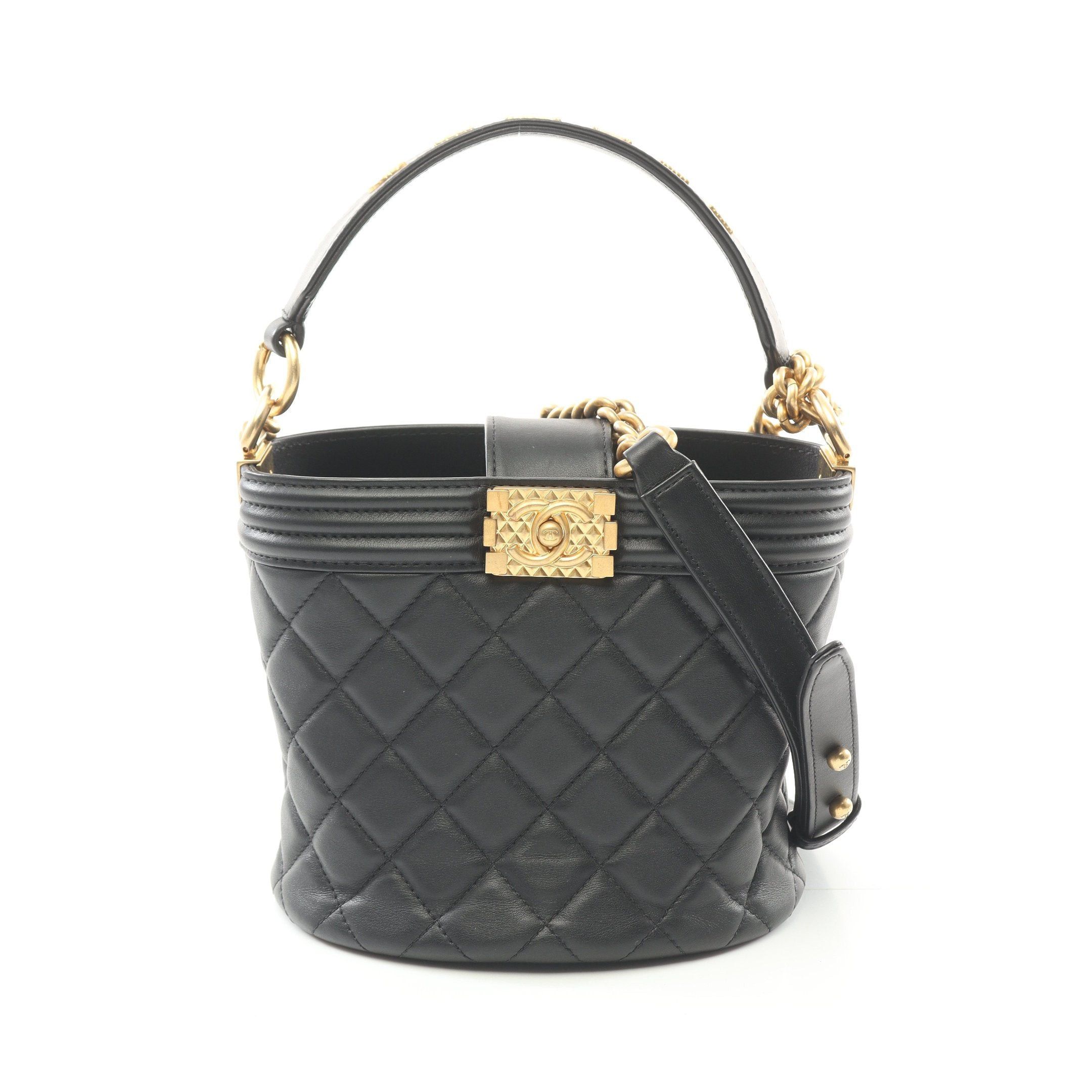 Chanel Chanel Boy Chanel Chain Shoulder Bag Lambskin Black Gold Hardware Size ONE SIZE - 1 Thumbnail