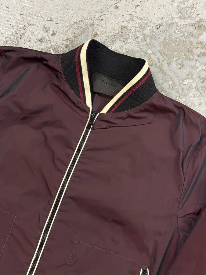 Prada 2010s Prada Bordeaux Nylon Bomber Jacket Size US S / EU 44-46 / 1 - 8 Thumbnail