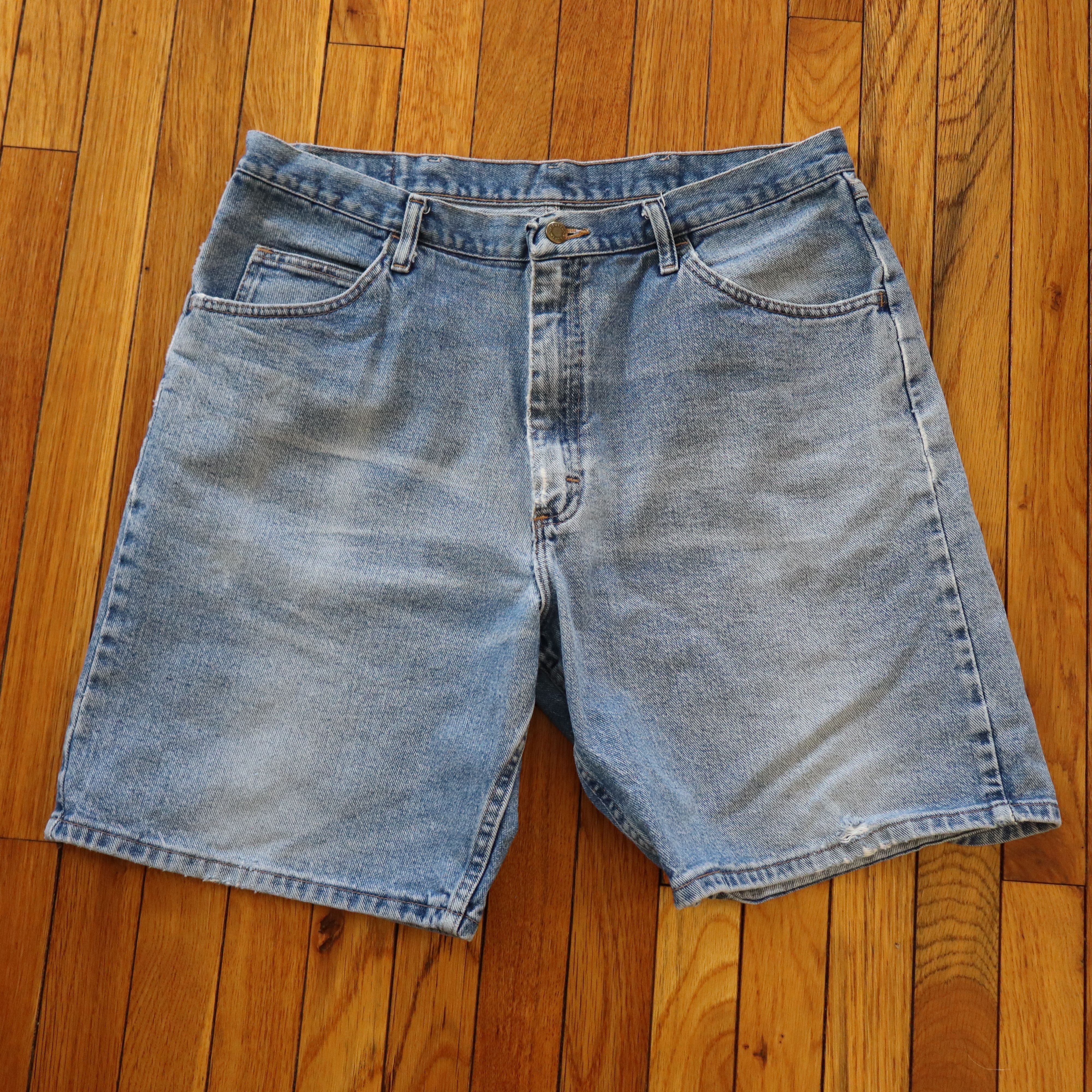 Carhartt × Levi's × Wrangler Vtg 90s Y2K Wide Leg Distressed Skater Denim Shorts Jorts Size US 36 / EU 52 - 1 Thumbnail