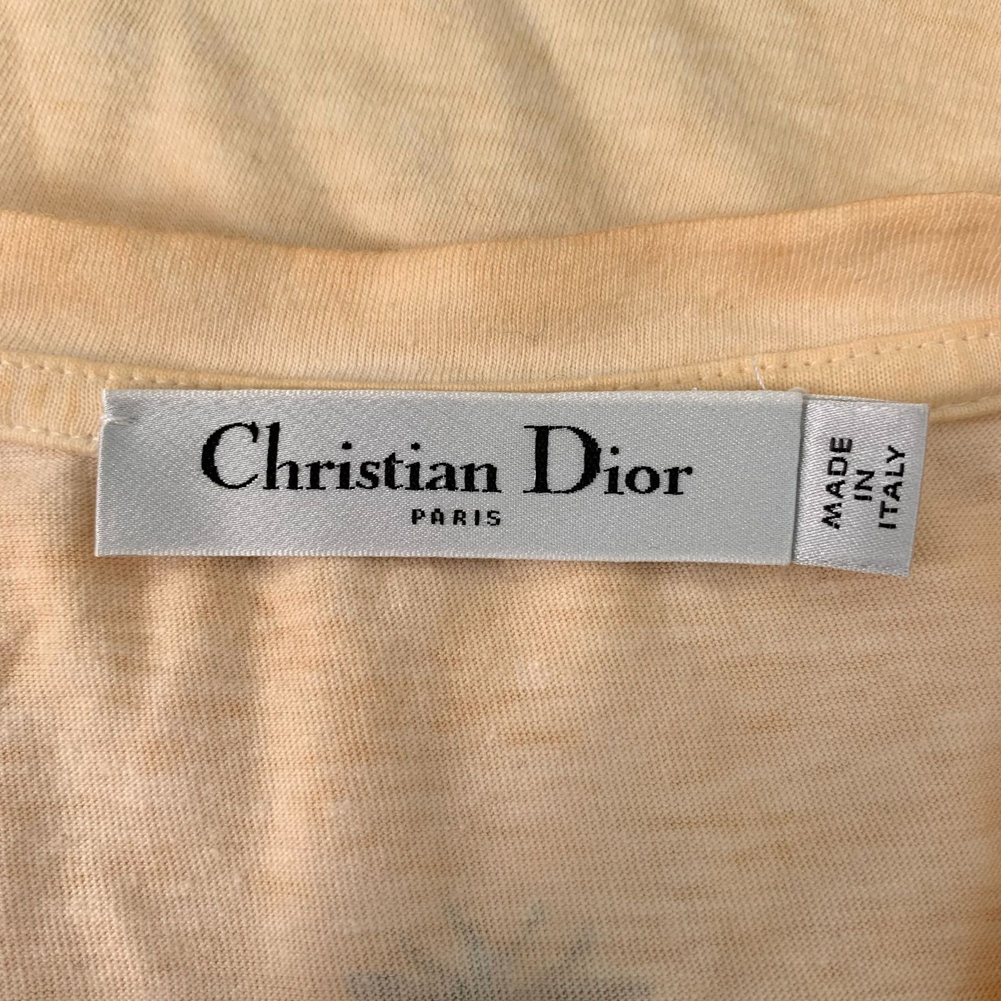 Christian Dior Monsieur Christian Dior Yellow Graphic Print Cotton Crew Neck Short S Size S / US 4 / IT 40 - 2 Thumbnail