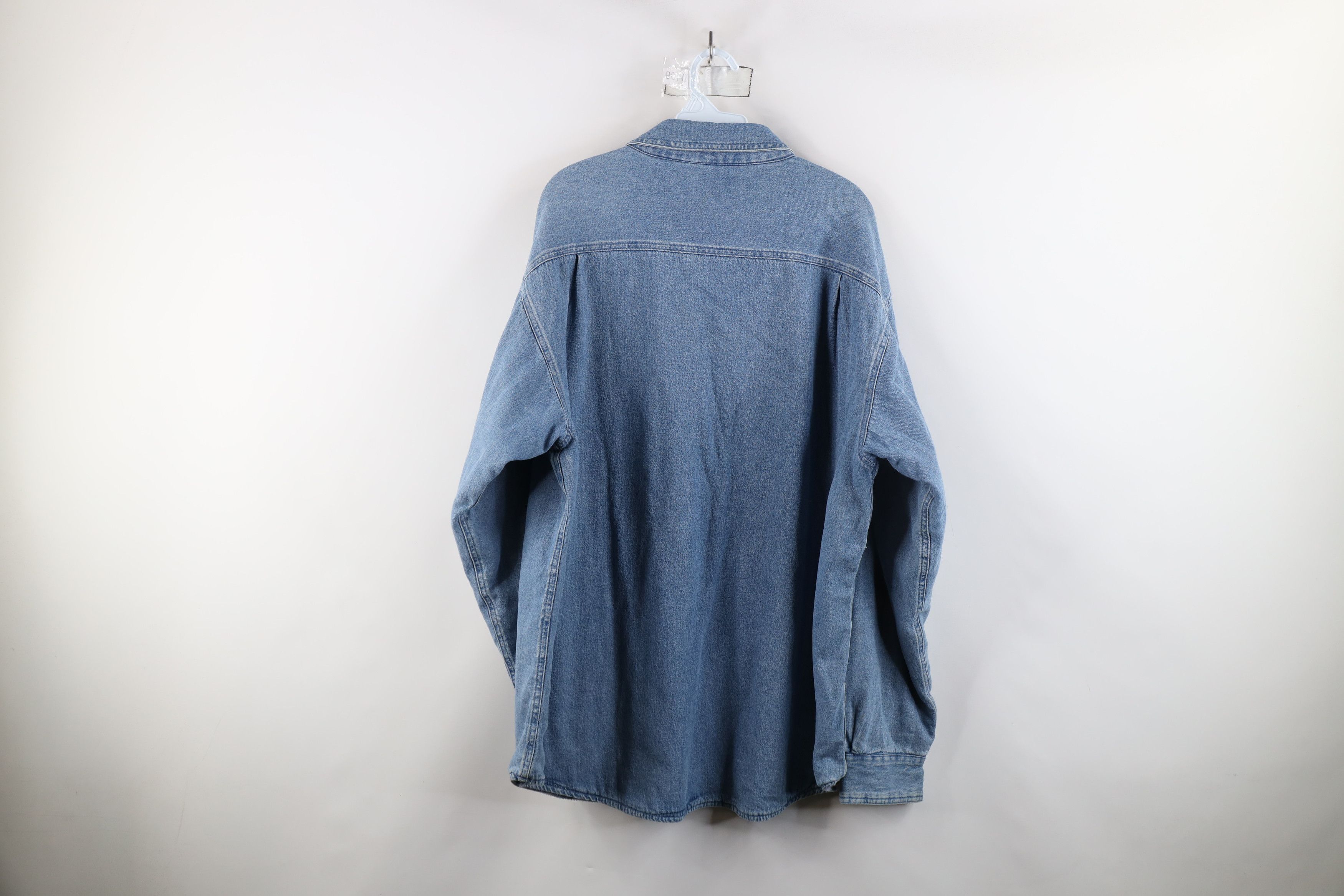 Vintage Vintage 90s Streetwear Lined Denim Button Shirt Jacket Size US XL / EU 56 / 4 - 13 Thumbnail