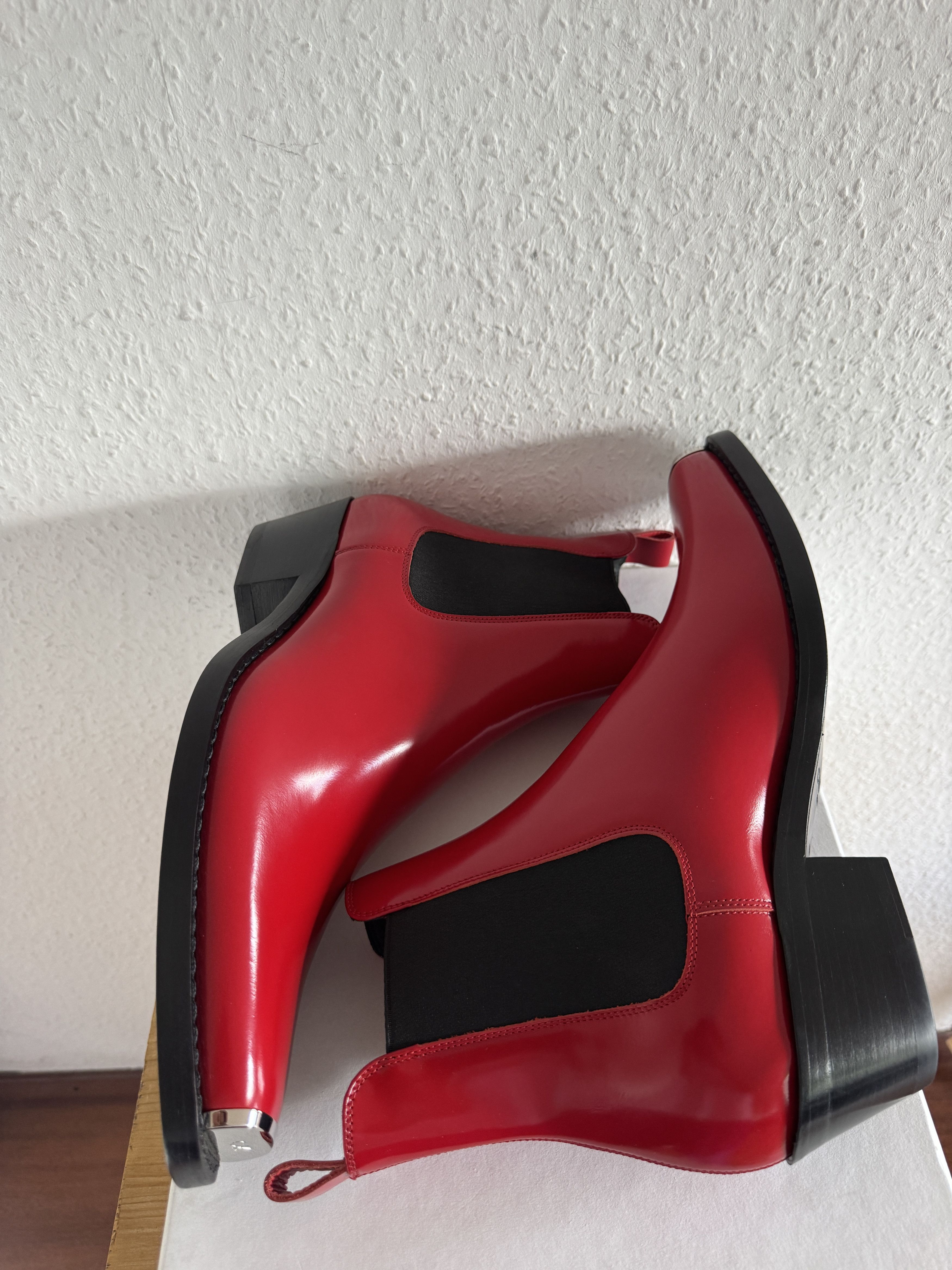 Calvin Klein 205W39NYC Red Leather Chelsea Boot Size US 13 / EU 46 - 2 Thumbnail