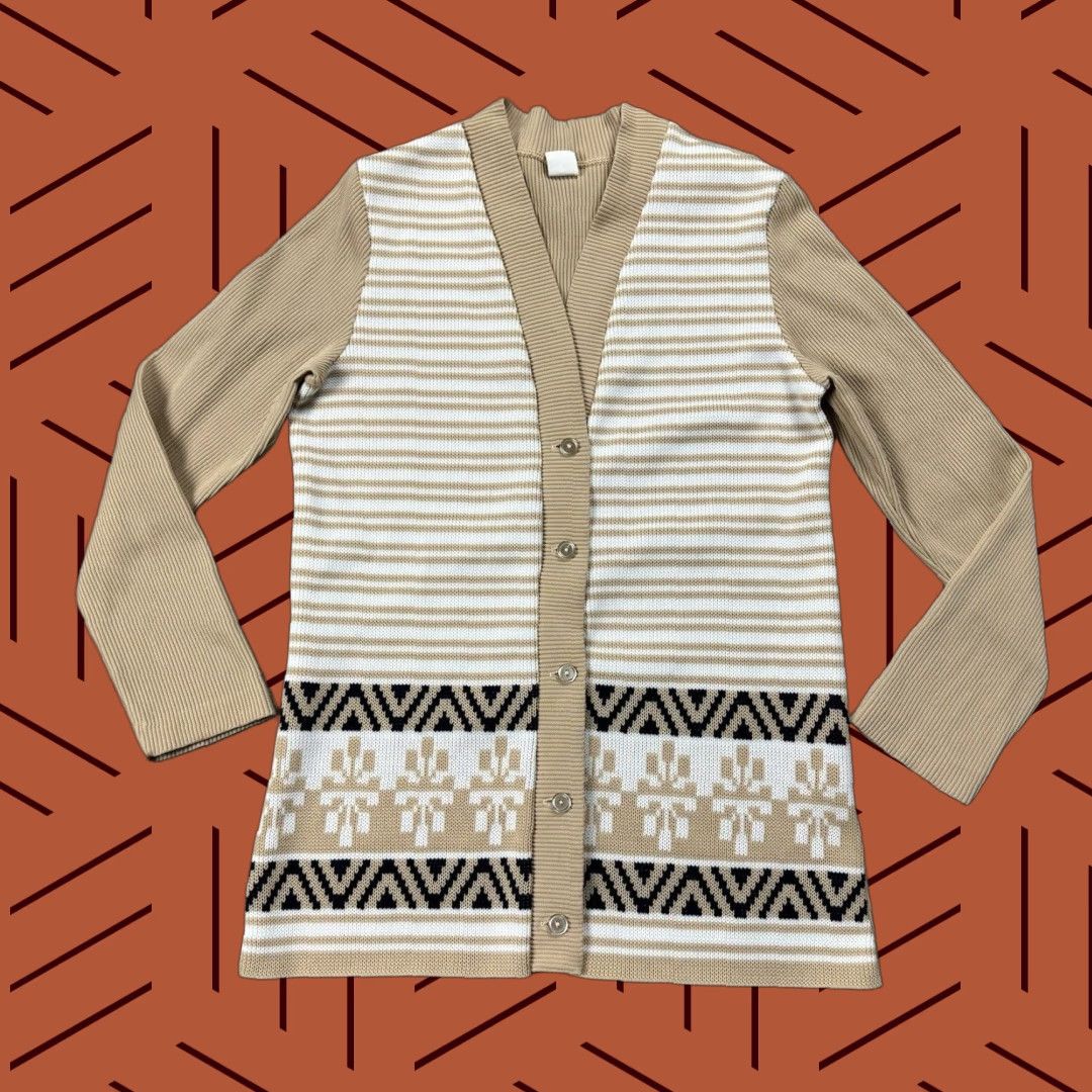 Vintage VTG 70S WOMENS POLYESTER KNIT FUNKY DISCO MOD STRETCH CARDIGAN BUTTON 12 Size XL / US 12-14 / IT 48-50 - 1 Thumbnail