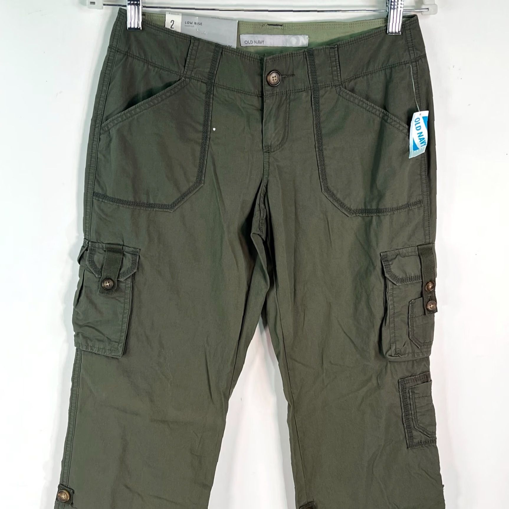 Old Navy VINTAGE? No. Old Navy Cargo Pants Womens Hiking Regular Tall Green Size 2 Long Canvas 32x32 Size 26" / US 2 / IT 38 - 2 Thumbnail