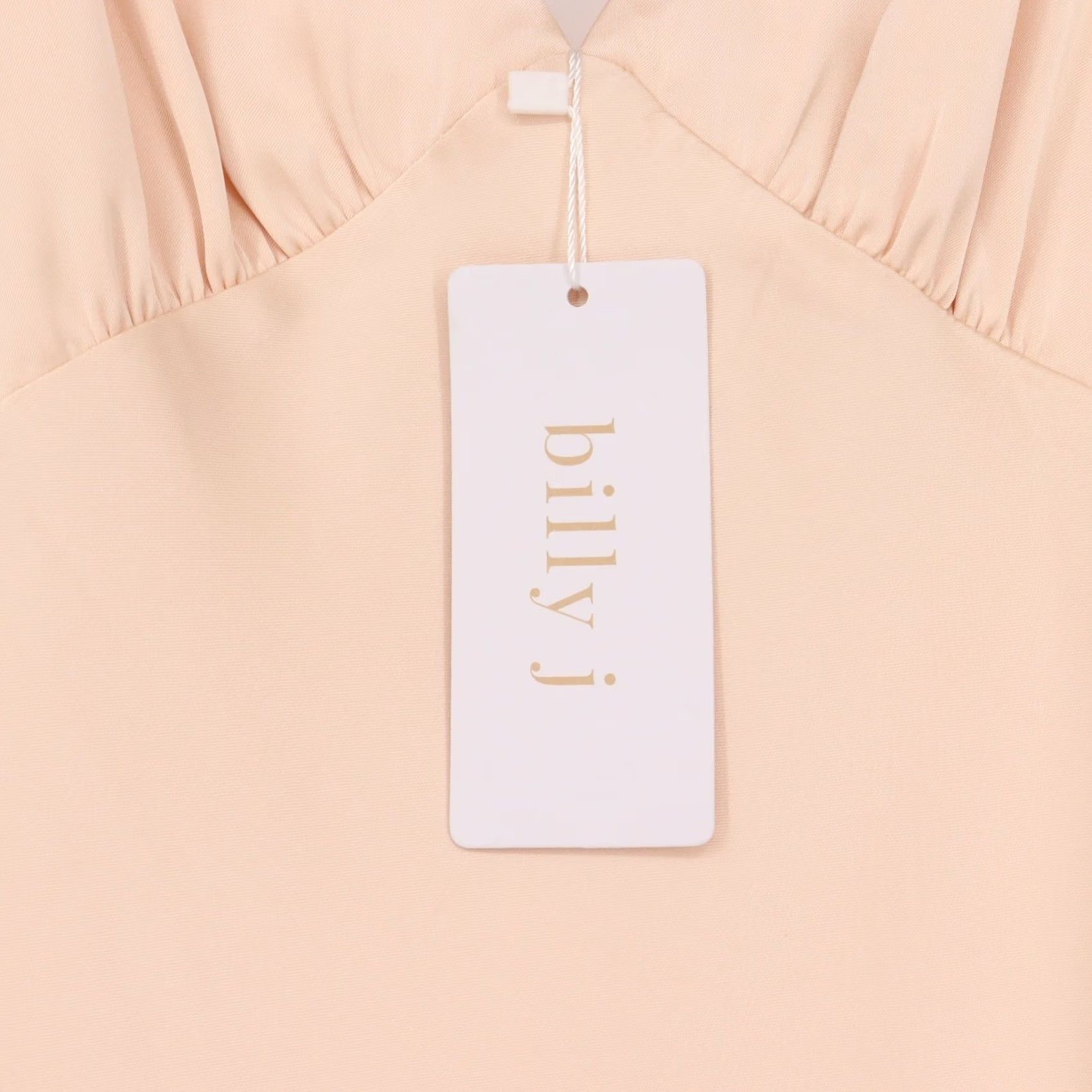 Vintage Billy J Maxi Dress Ziah Champagne Pink V-Neck Ruched Bust 8 Womens Dress Spring Summer Formal Wedding Guest Sleeveless Spaghetti Straps Long Size M / US 6-8 / IT 42-44 - 4 Thumbnail