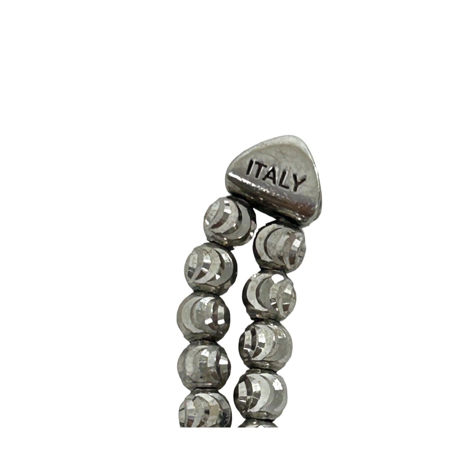 Other Bracelet 925 Sterling Silver Black Faceted Beads Italy Vtg 7 Size ONE SIZE - 2 Thumbnail
