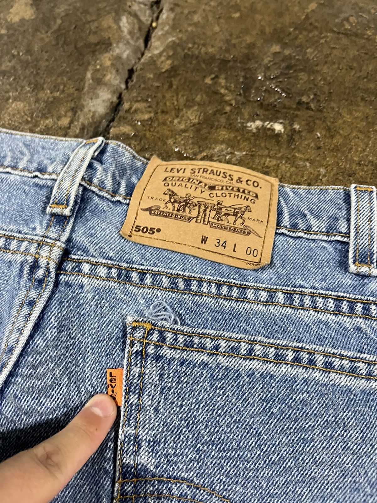 Levi's × Vintage Crazy Vintage 90s Levi's 505 Orange Tab Jorts Faded Skater Size US 33 - 4 Thumbnail