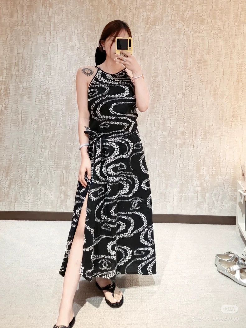 Chanel Chanel Black silk printed dress Size XS / US 0-2 / IT 36-38 - 8 Thumbnail