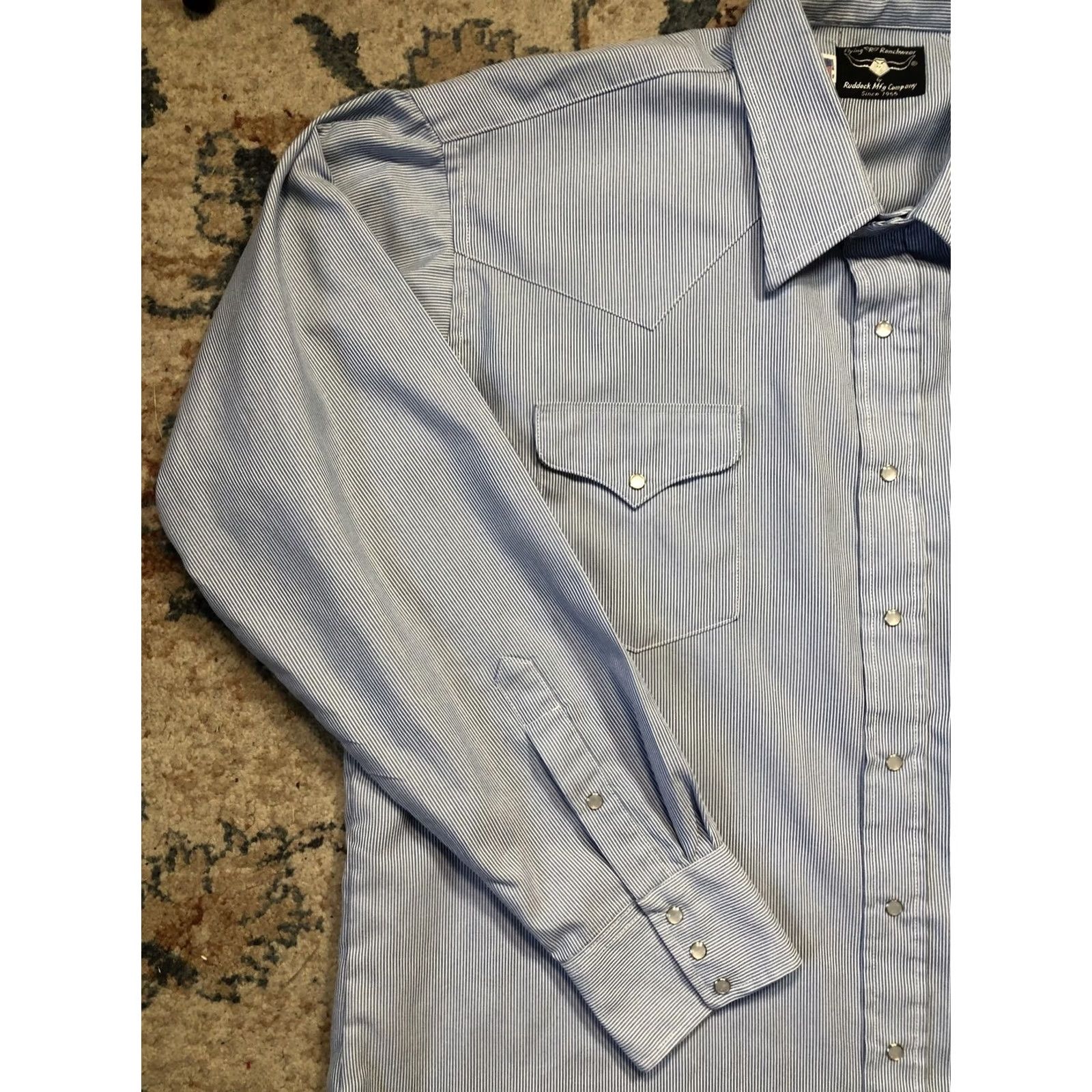 Vintage VINTAGE Flying R Ranchwear Shirt Mens 2XL Blue Western Pearl Snap Made in USA Size US XXL / EU 58 / 5 - 3 Thumbnail