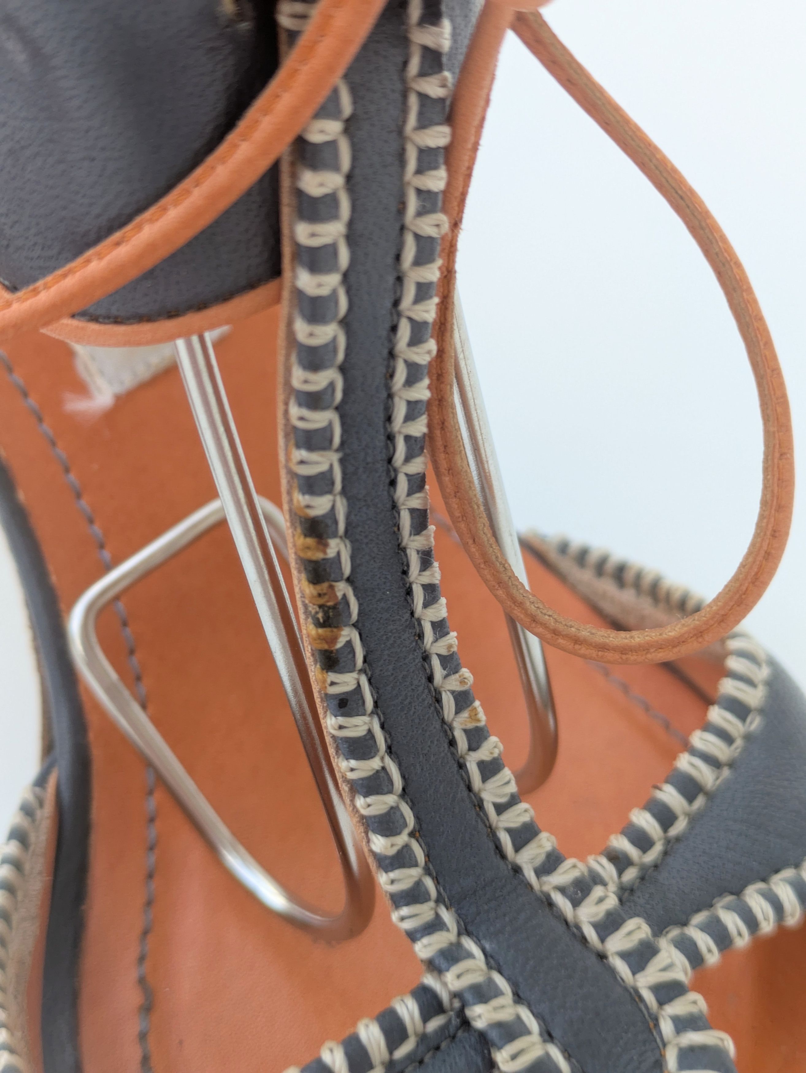 Manolo Blahnik Vintage Manolo Blahnik blue tan t-bar heels early 2000s Size US 6.5 / IT 36.5 - 5 Thumbnail