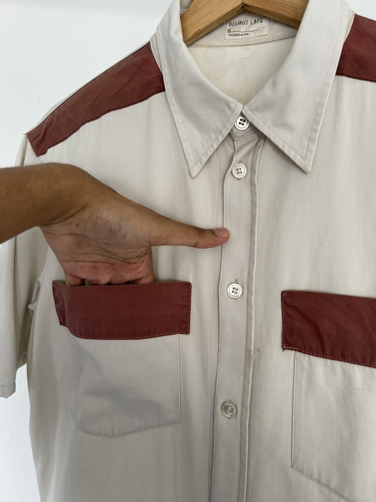 Helmut Lang Ss96 archive contrast colorblock cotton canvas workshirt Size US L / EU 52-54 / 3 - 5 Thumbnail