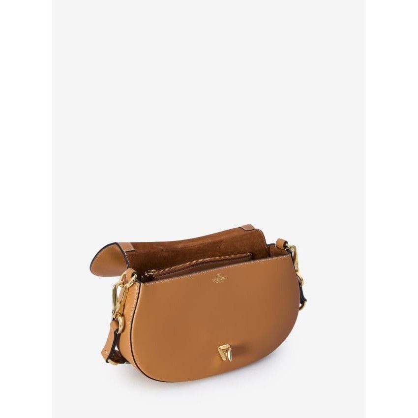 Valentino VALENTINO GARAVANI Ohval Small Brown Leather Shoulder Bag Ne Size ONE SIZE - 4 Thumbnail