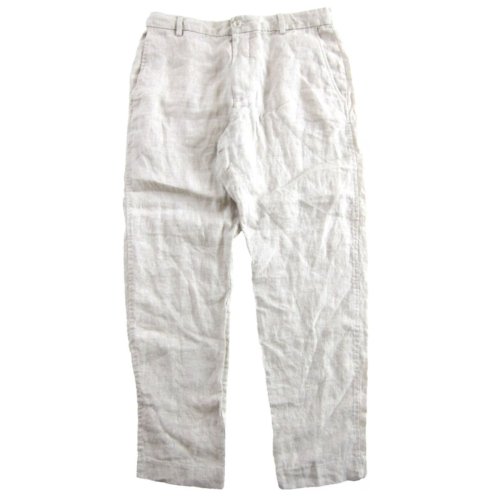 Zara ZARA Brown Beige 100% Linen Pocket High Rise Tapered Chino Pant Women M Size 32" / US 10 / IT 46 - 2 Thumbnail