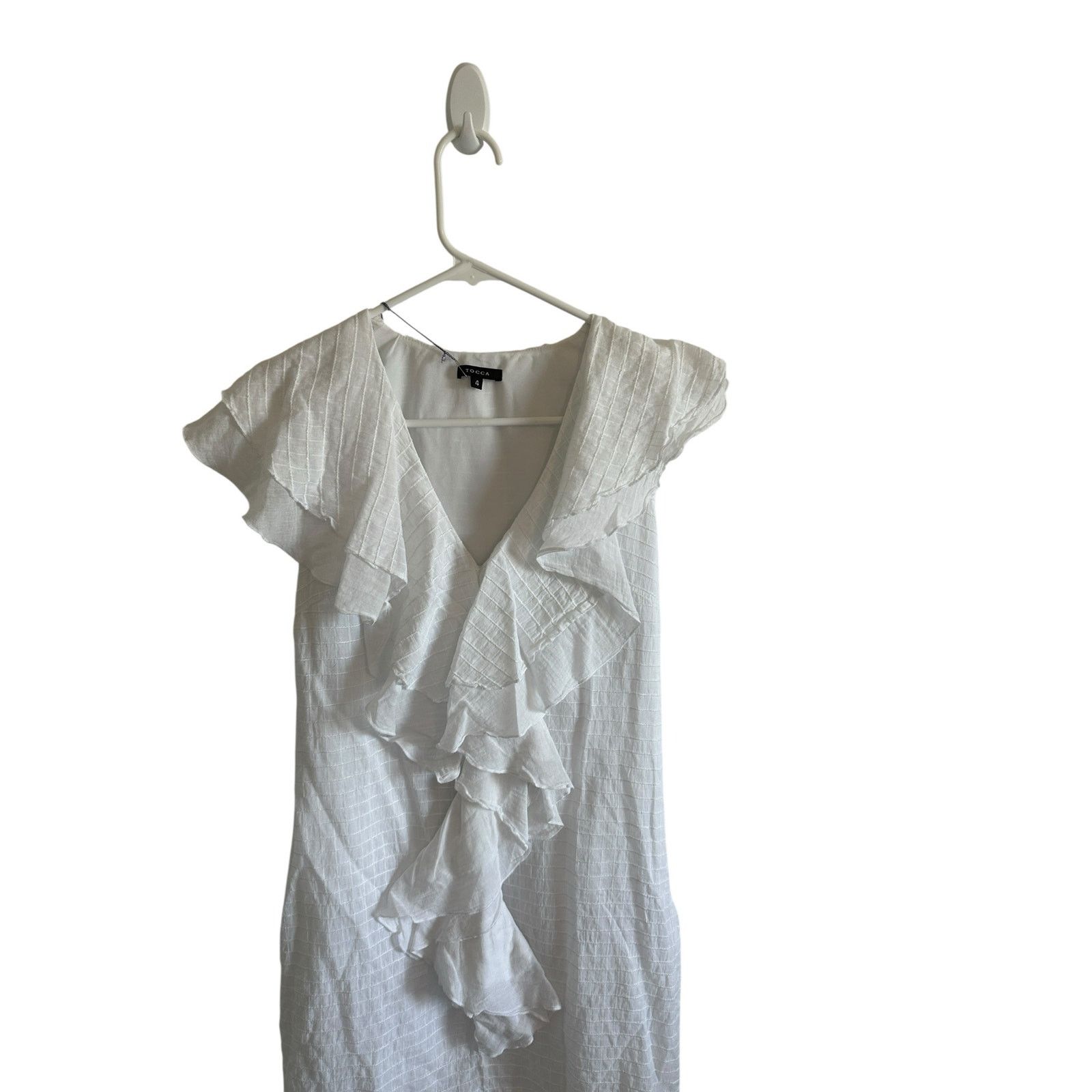Other Tocca White Sleeveless Ruffled Front V-Neck Short Dress Size S / US 4 / IT 40 - 5 Thumbnail