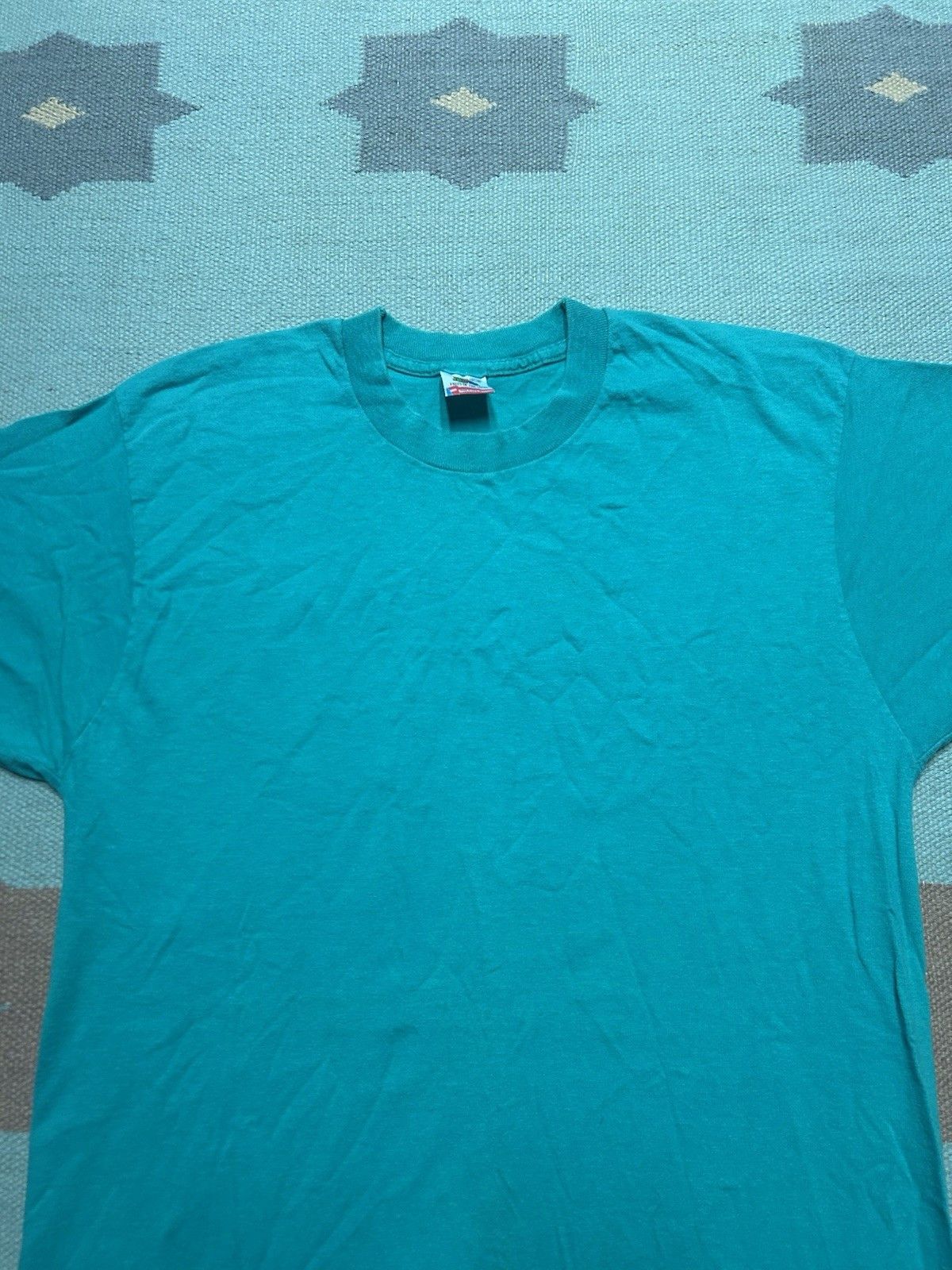Vintage VTG 90s blank t shirt fruit of loom teal turquoise cotton L Size US L / EU 52-54 / 3 - 3 Thumbnail