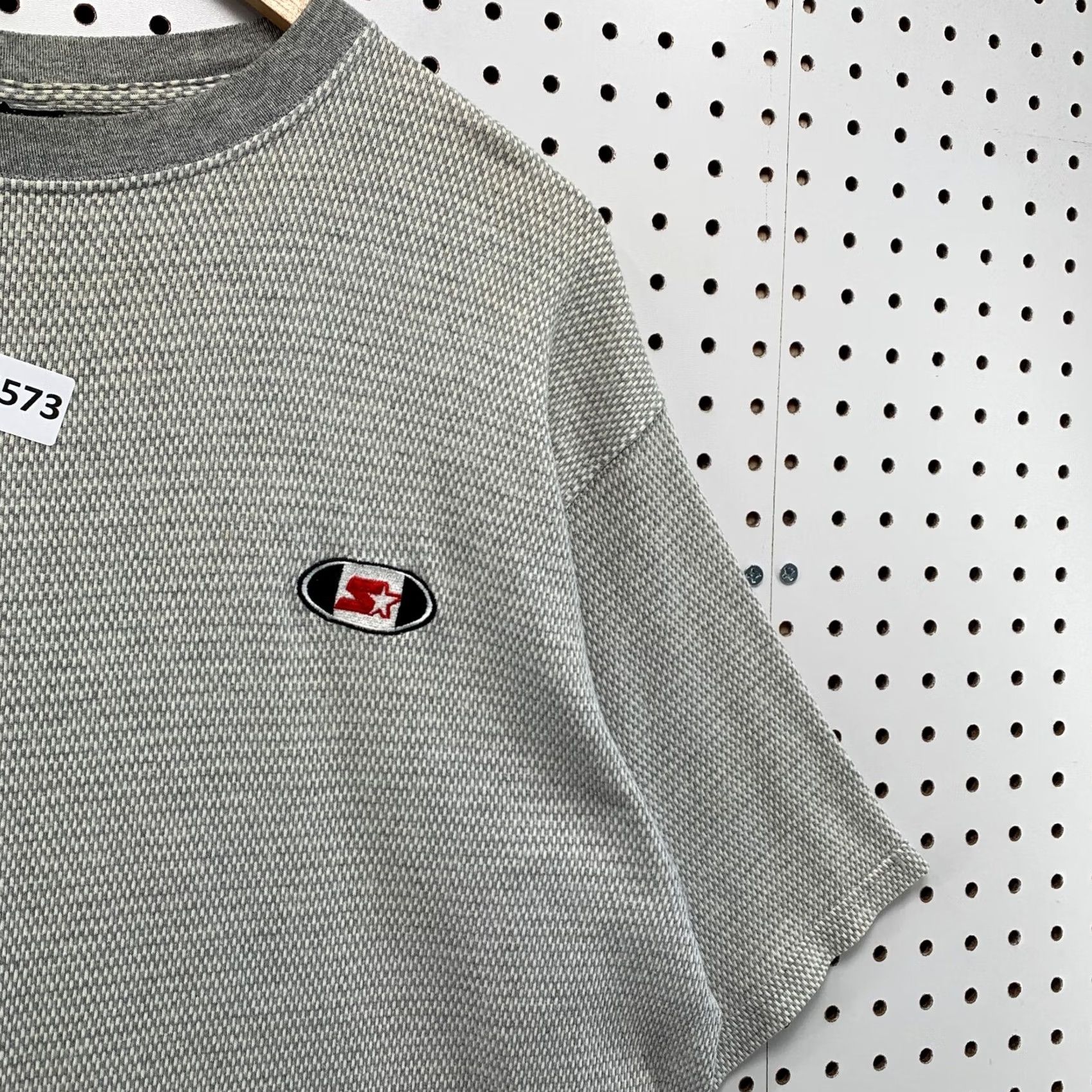 Starter VINTAGE Starter Shirt Gray White Knit Striped Adult XL Short Sleeve 90s Mens Size US XL / EU 56 / 4 - 6 Thumbnail