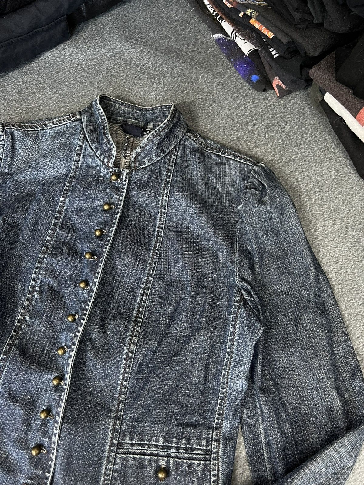 Japanese Brand Vintage Y2K Opium Avant Garde Military Denim Jacket Japan Size S / US 4 / IT 40 - 3 Thumbnail