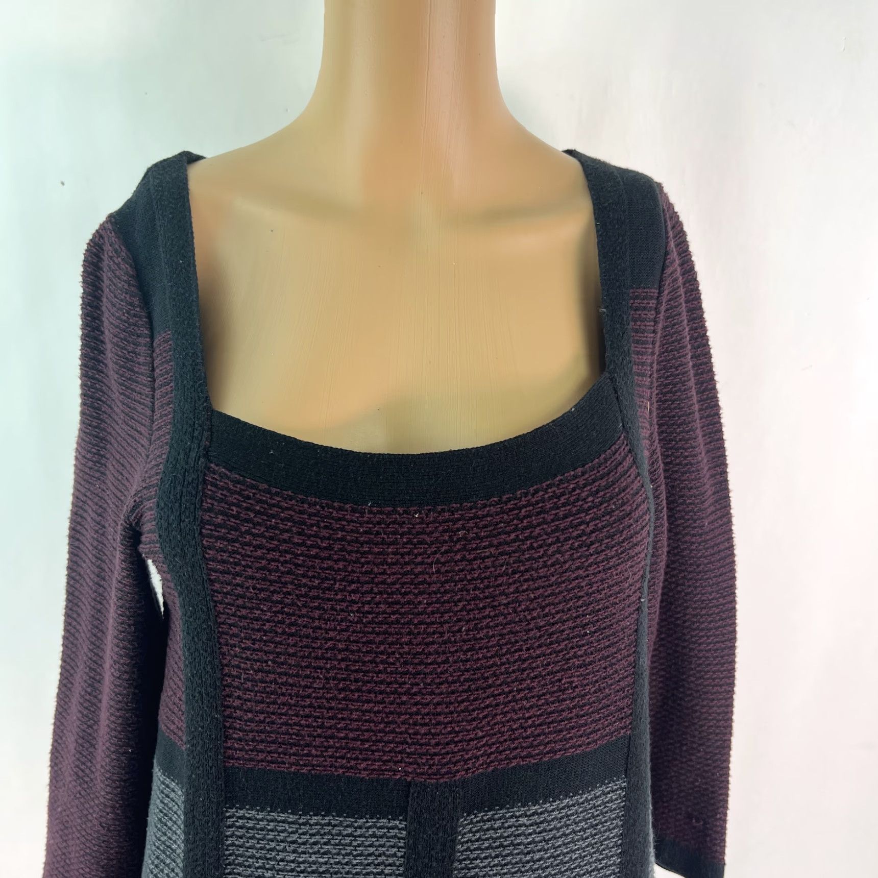 Vintage So Wear It Declare It Womens 3/4 Sleeves Square Neck Burgundy Sweater Dress Sz L Size L / US 10 / IT 46 - 2 Thumbnail