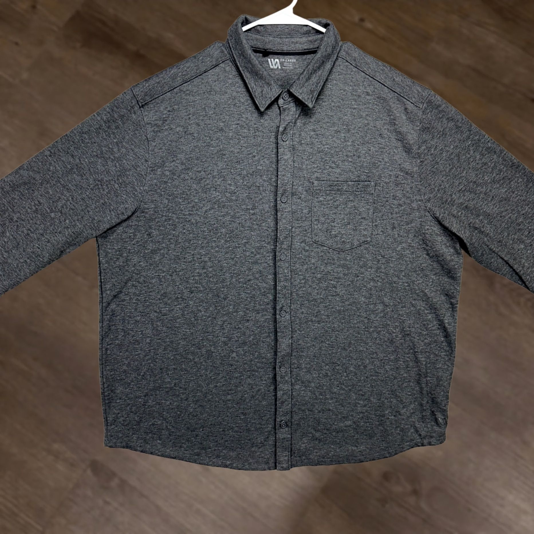 Vintage VRST Mens Button-Up Shirt 2XL Dark Grey Jersey Knit Flannel Stretch Pocket Long Sleeve Shirt Mens Regular 2XL Size US XXL / EU 58 / 5 - 1 Thumbnail