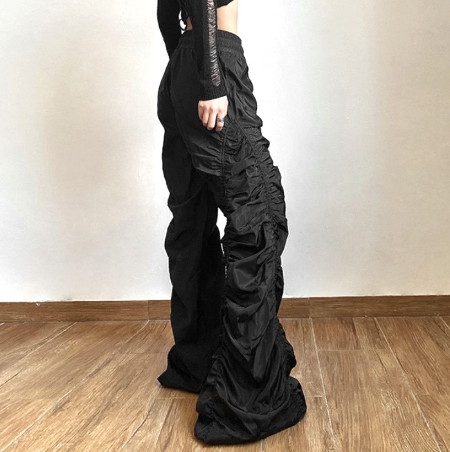 Designer × Japanese Brand × Vintage Vintage Baggy Punk Crinkle Sides Wide Leg Oversize Trousers Size US 30 / EU 46 - 4 Thumbnail