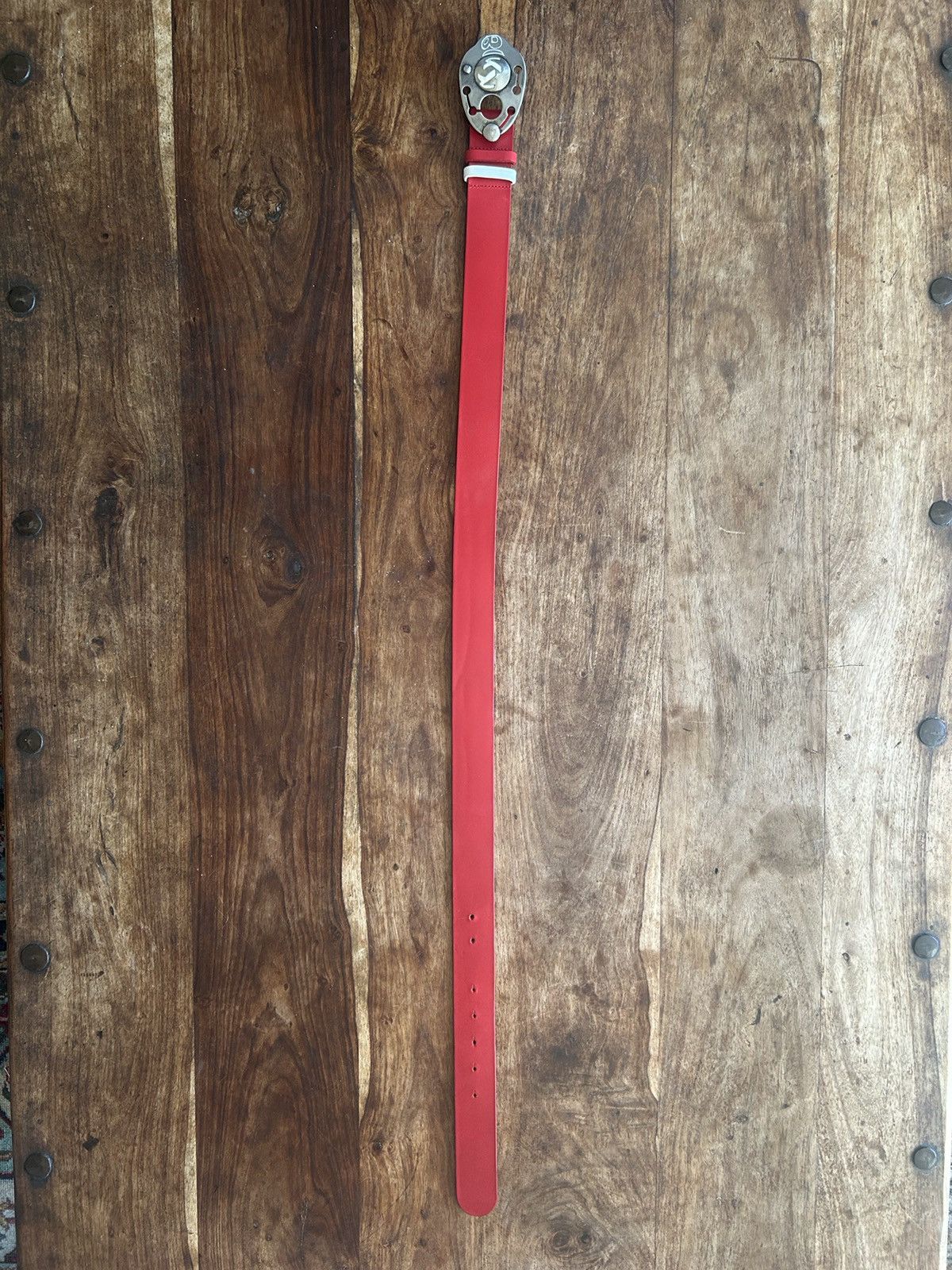 Dirk Bikkembergs 2010s Dirk Bikkembergs Abstract Red Leather Belt Size 34 - 5 Thumbnail