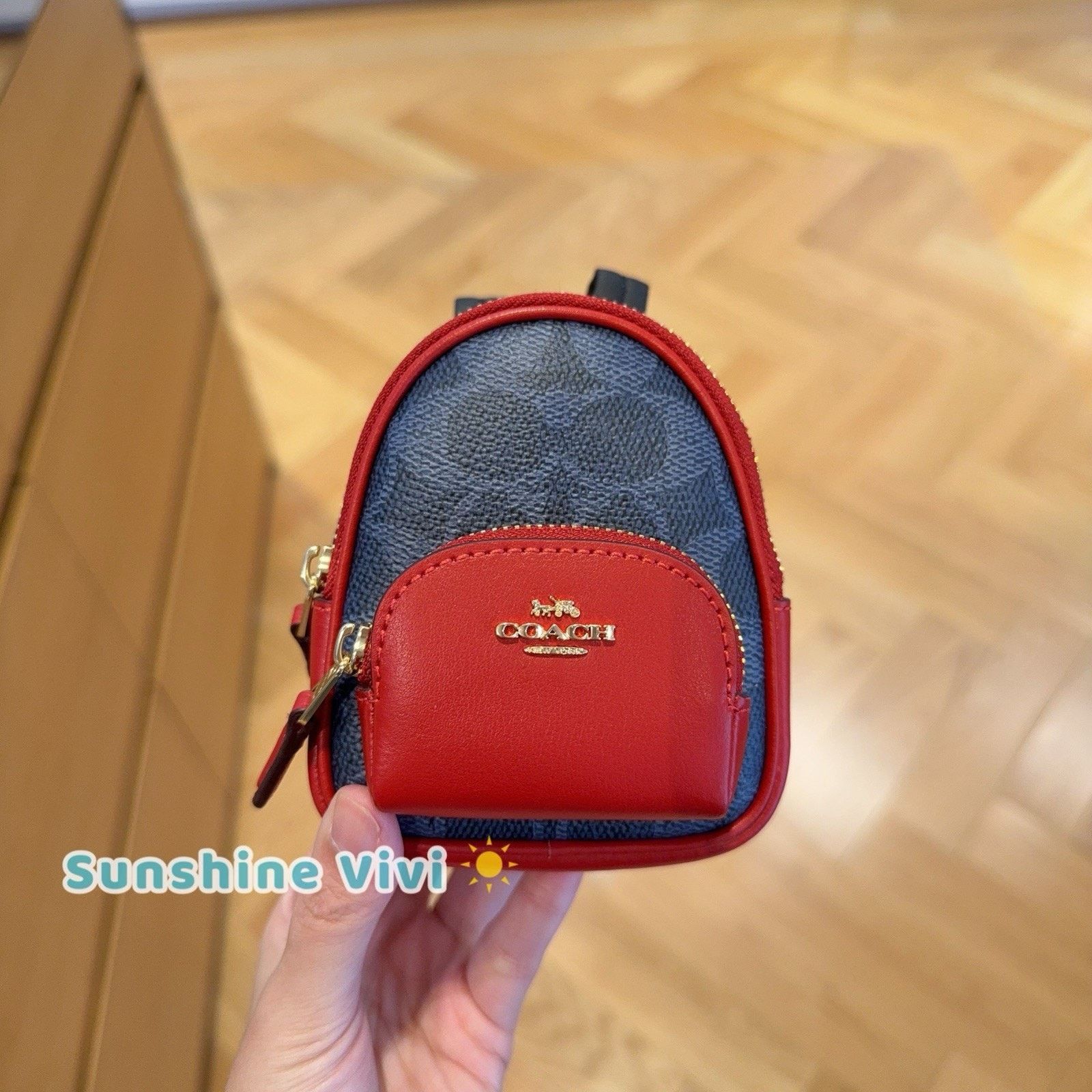Coach NWT Coach Mini Court Backpack Bag Charm CX066 Denim/Bold Red Size ONE SIZE - 1 Thumbnail
