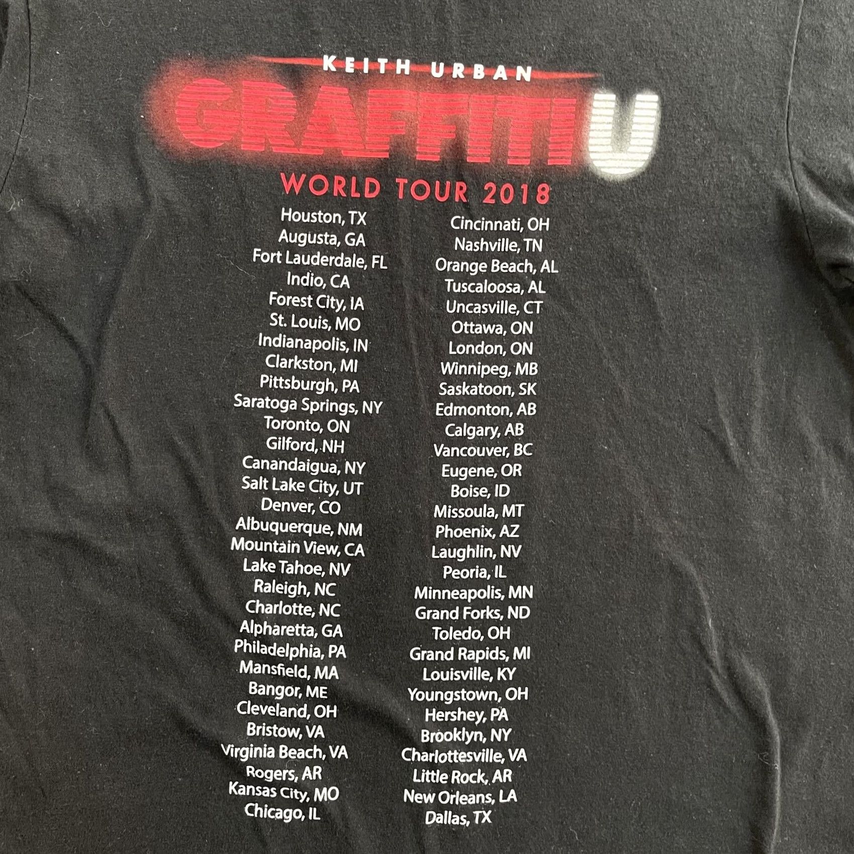 Gildan Keith Urban Graffiti U Tour 2018 Shirt Mens Small Black Concert Graphic T-Shirt Size US S / EU 44-46 / 1 - 4 Thumbnail