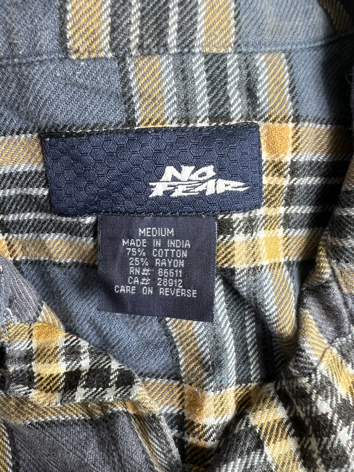 Garment Reproduction of Workers × Hook-Ups × No Fear Y2K No Fear Rayon Blend Madras Plaid Worker 🛹 Flannel Shirt Size US M / EU 48-50 / 2 - 8 Thumbnail